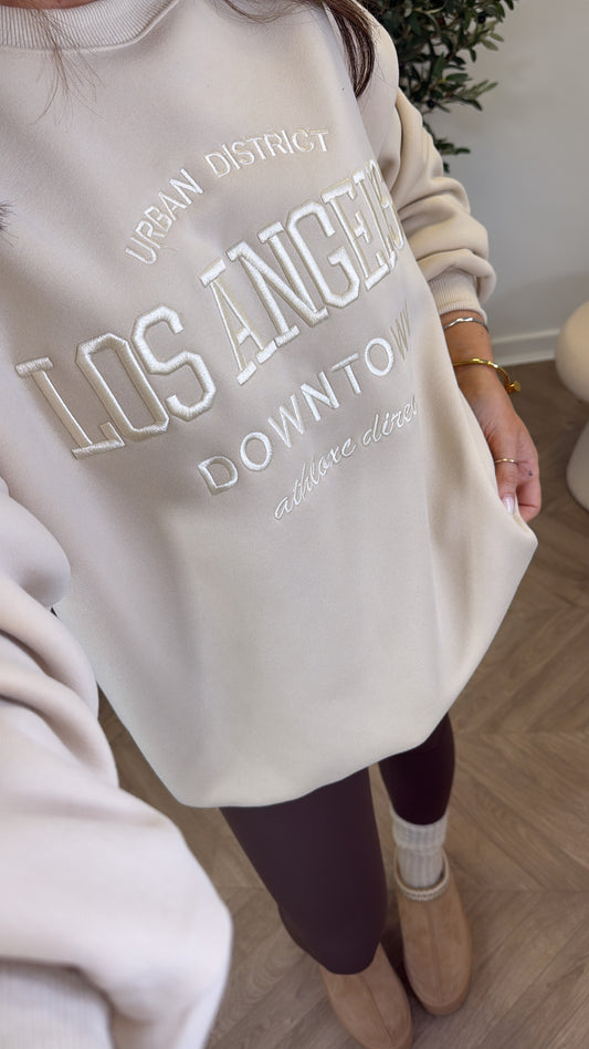 LOS ANGELES cream oversize embroidered jumper