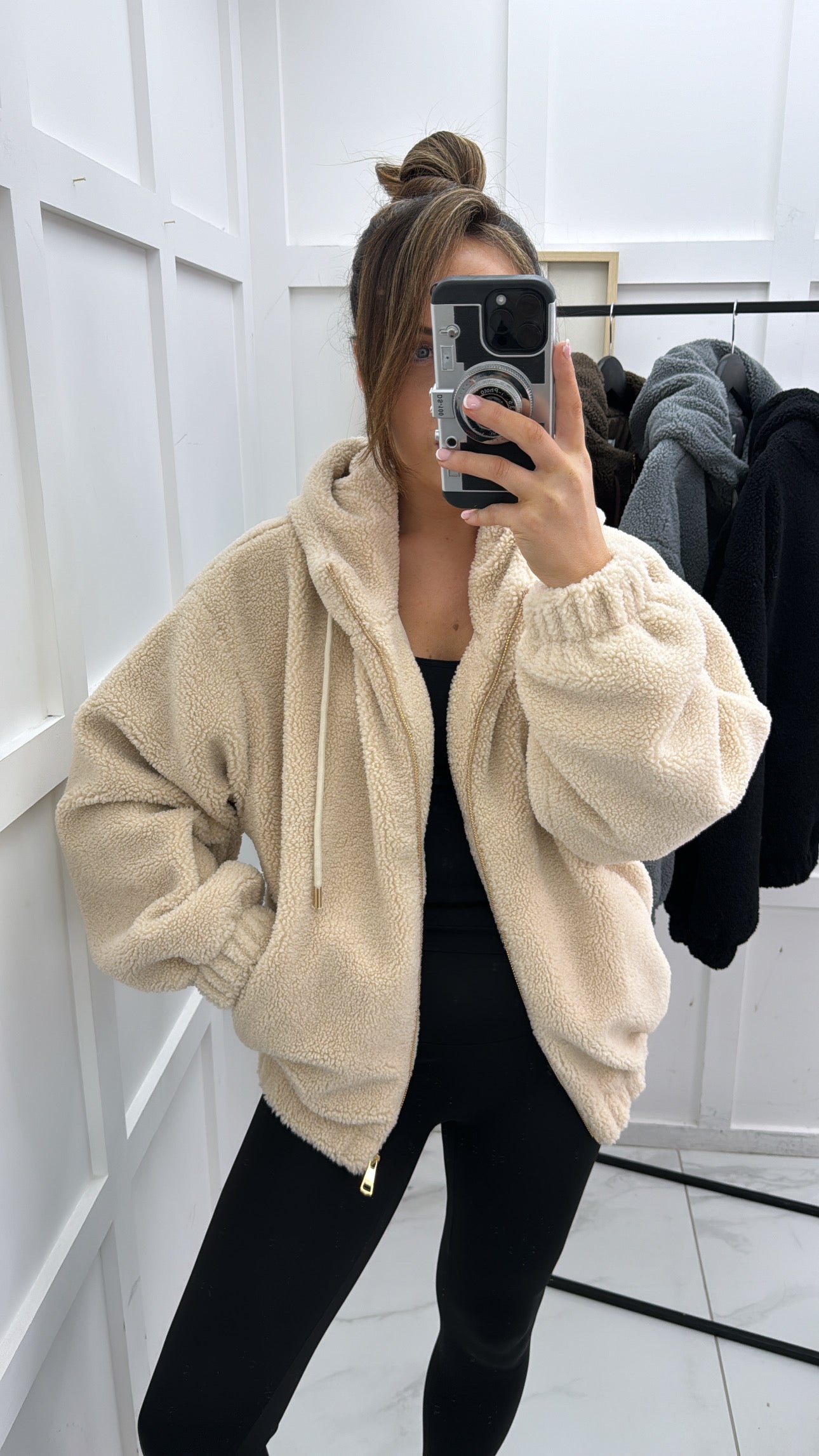 BETHANY beige soft teddy jacket