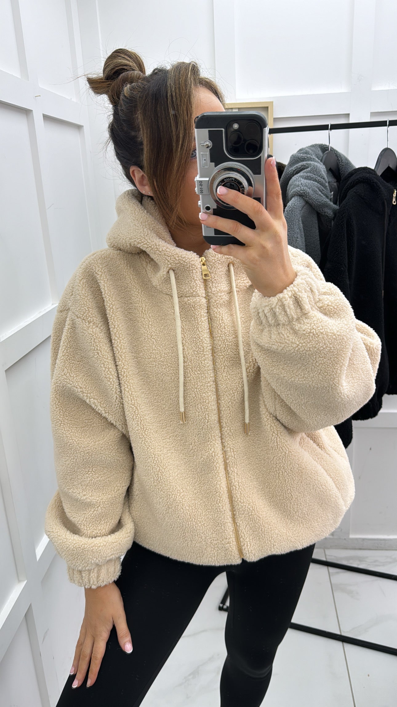 BETHANY beige soft teddy jacket