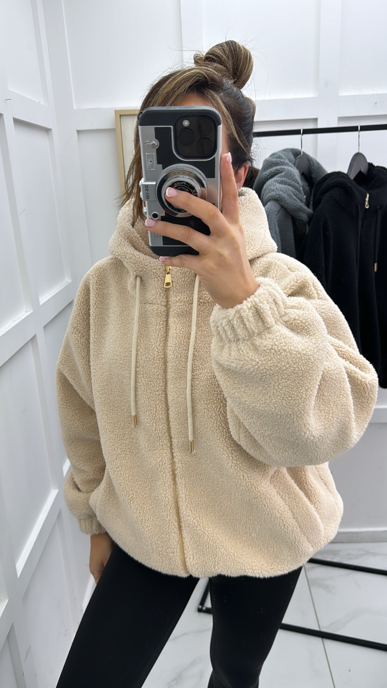 BETHANY beige soft teddy jacket