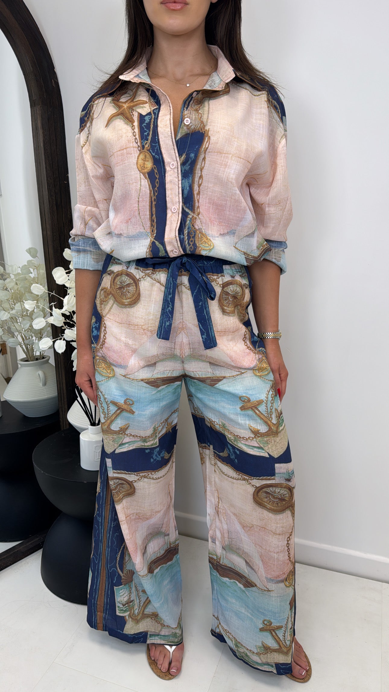 OPHELIA pink printed oversize shirt and trousers co-ord