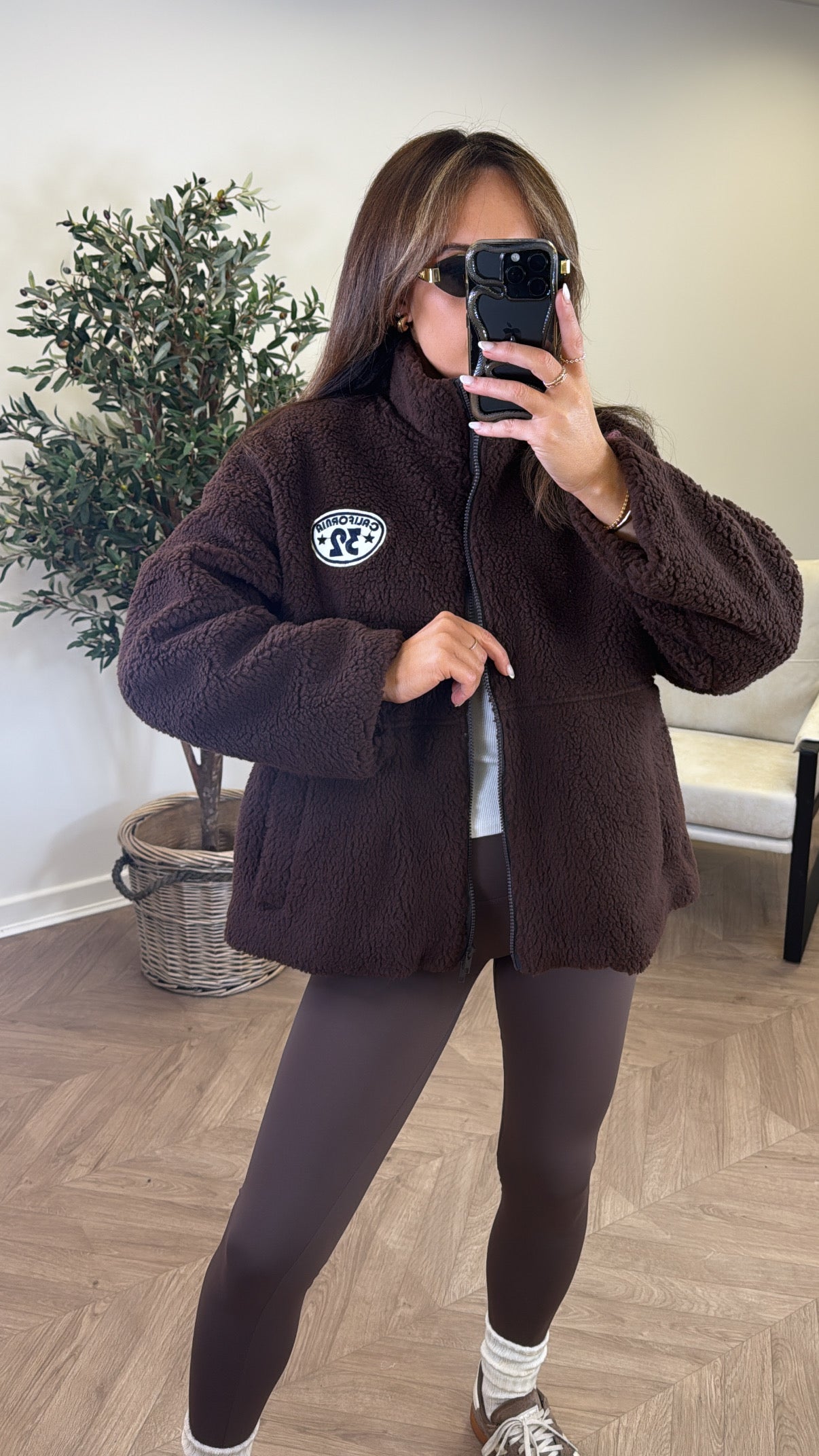 CALIFORNIA brown fleece zip up jacket
