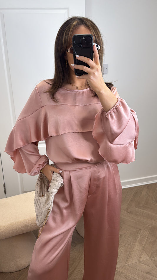 GEMMA pink satin co-ord