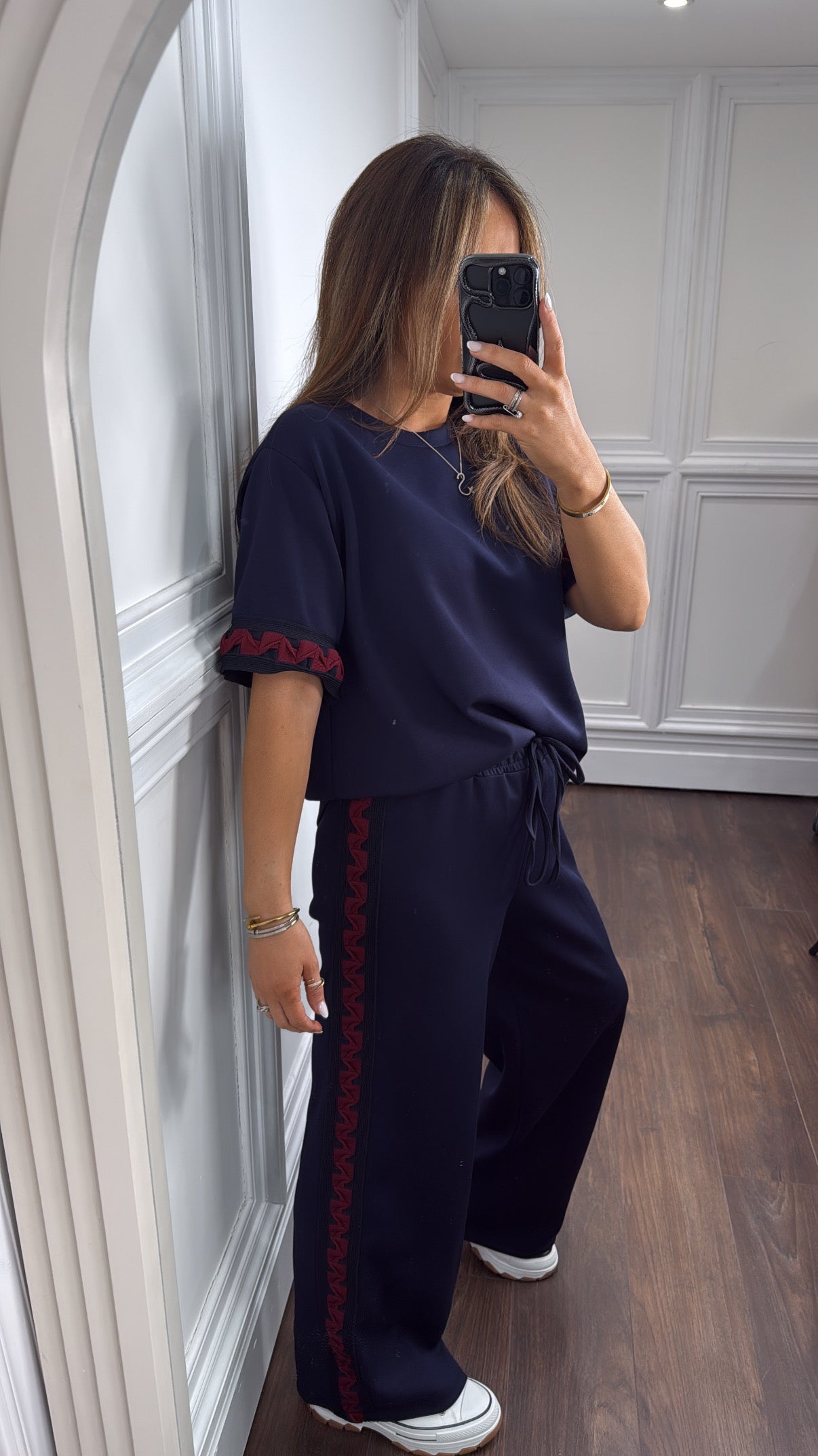 LARA navy contrast detail lounge set