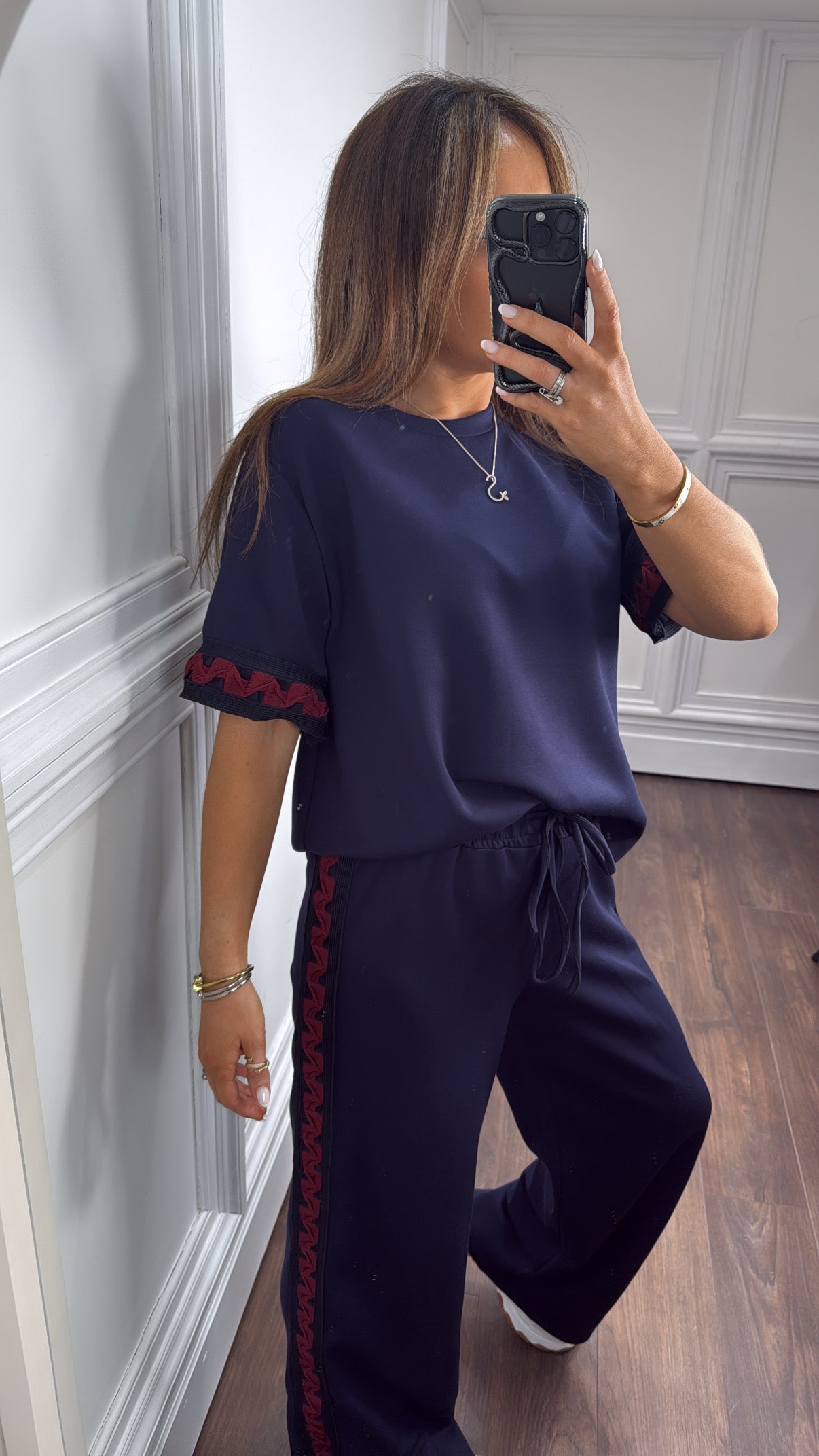 LARA navy contrast detail lounge set
