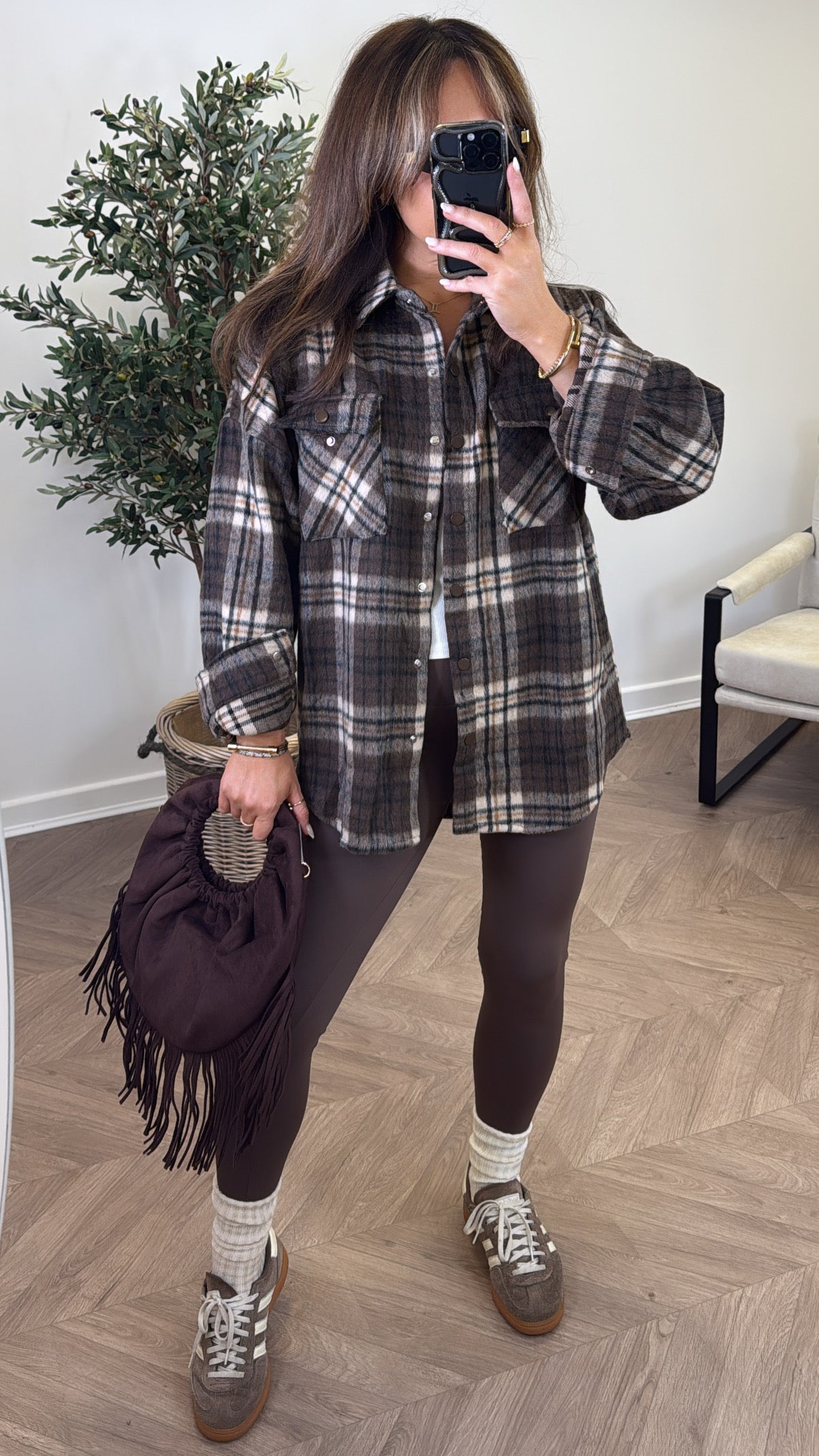 BOBBI brown soft check shacket