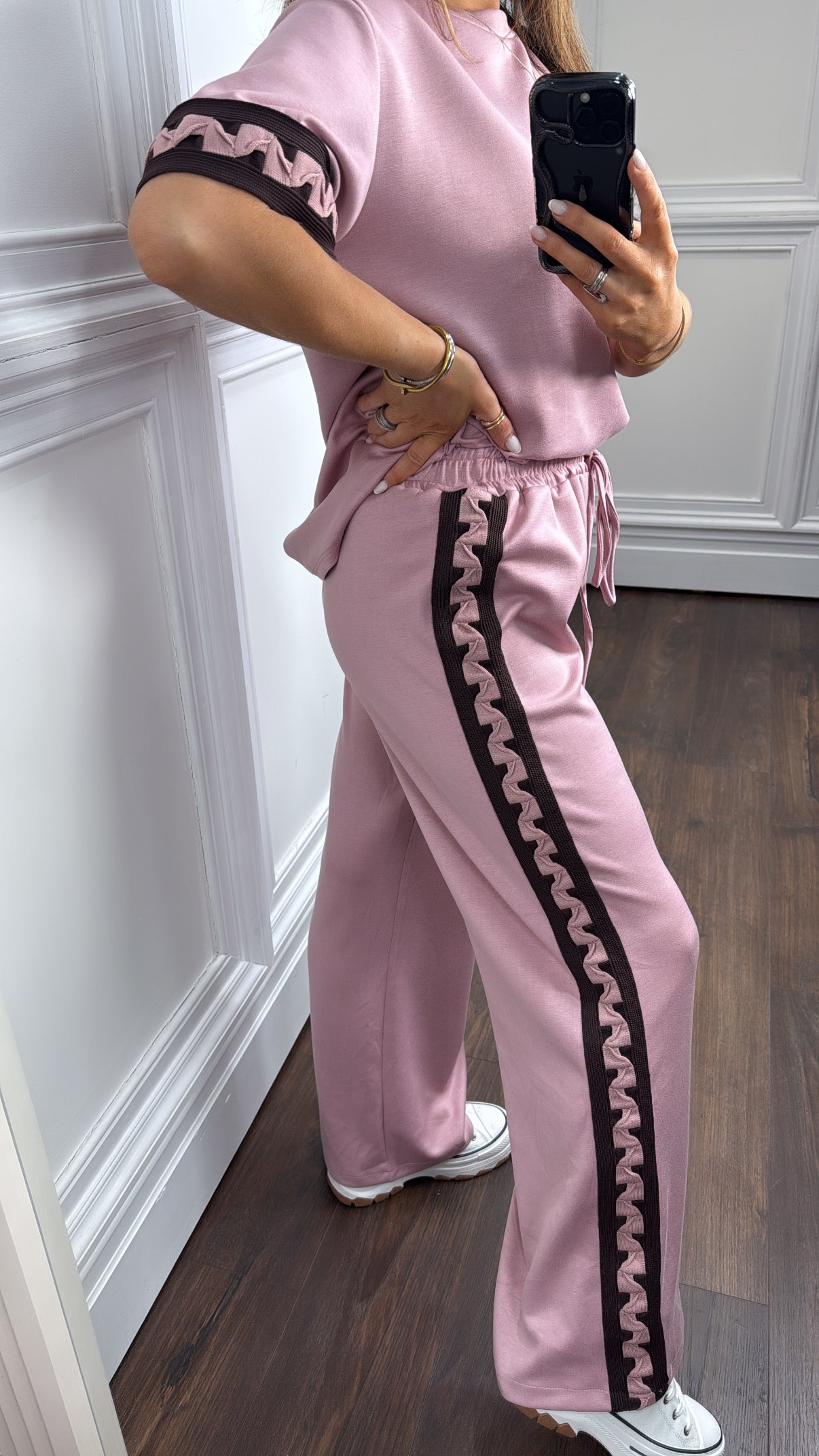 LARA dusky pink contrast detail lounge set