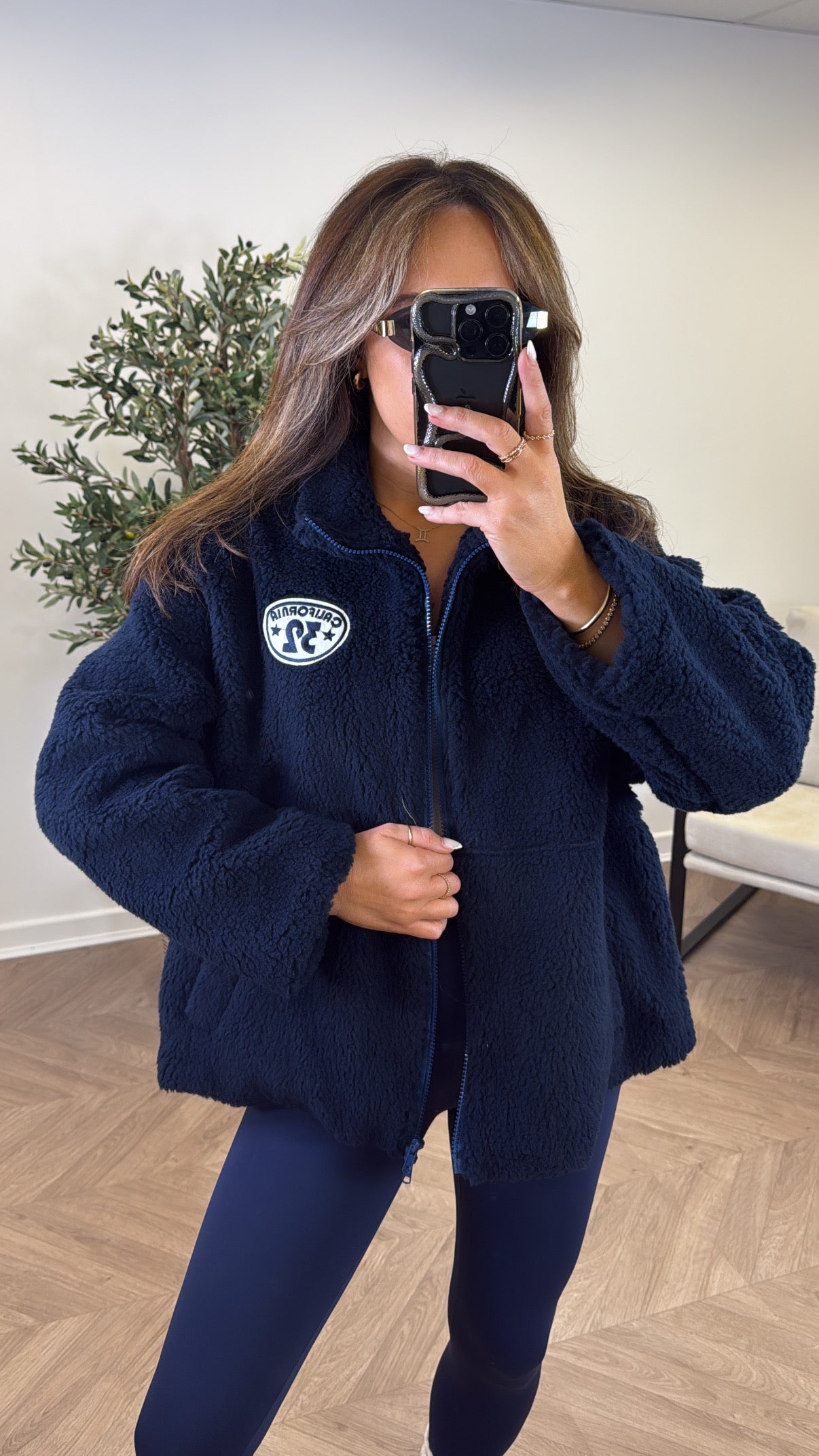 CALIFORNIA navy fleece zip up jacket