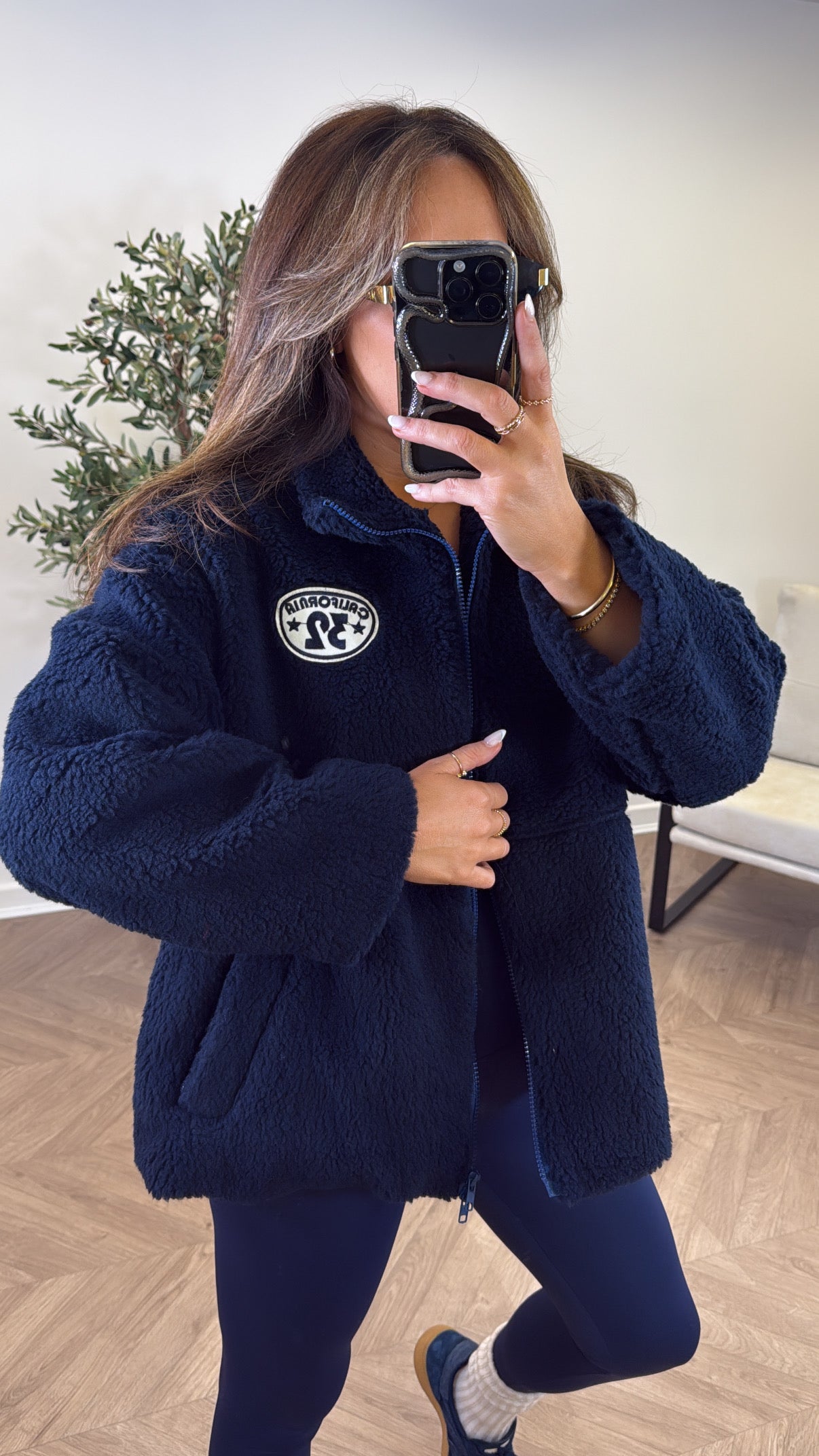 CALIFORNIA navy fleece zip up jacket