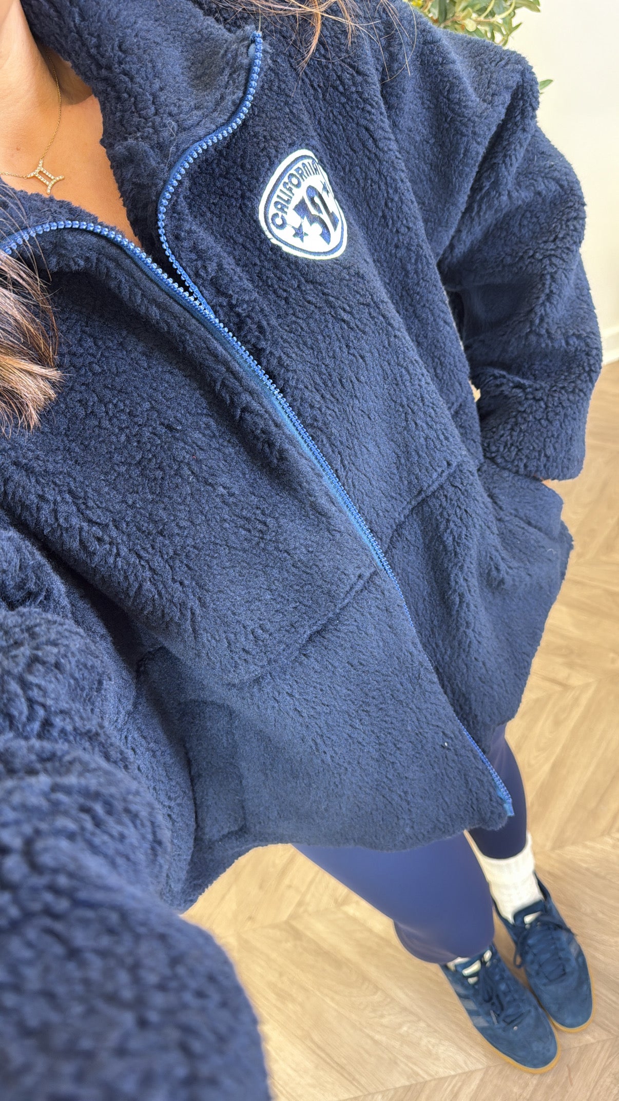 CALIFORNIA navy fleece zip up jacket