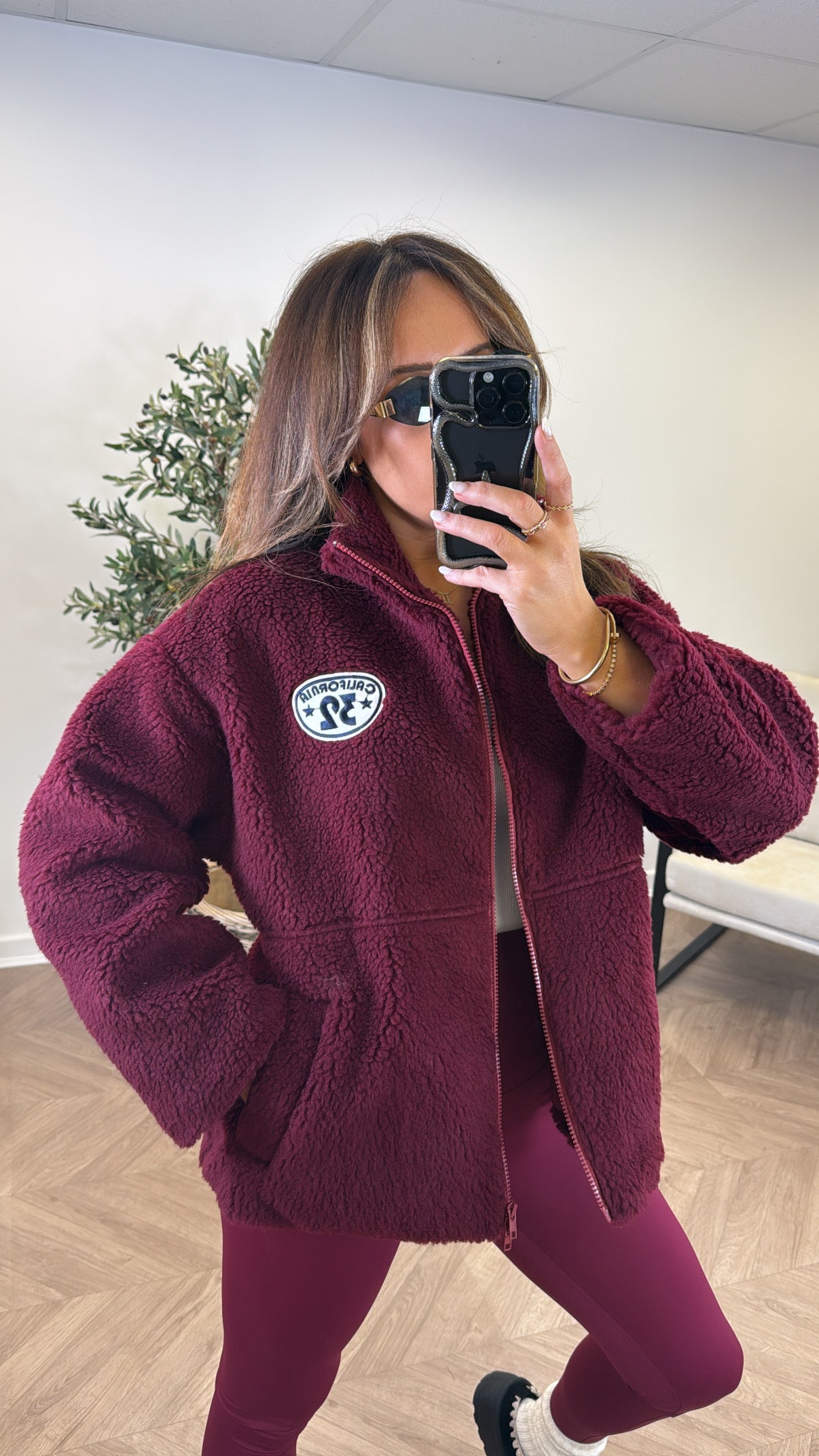 CALIFORNIA berry fleece zip up jacket