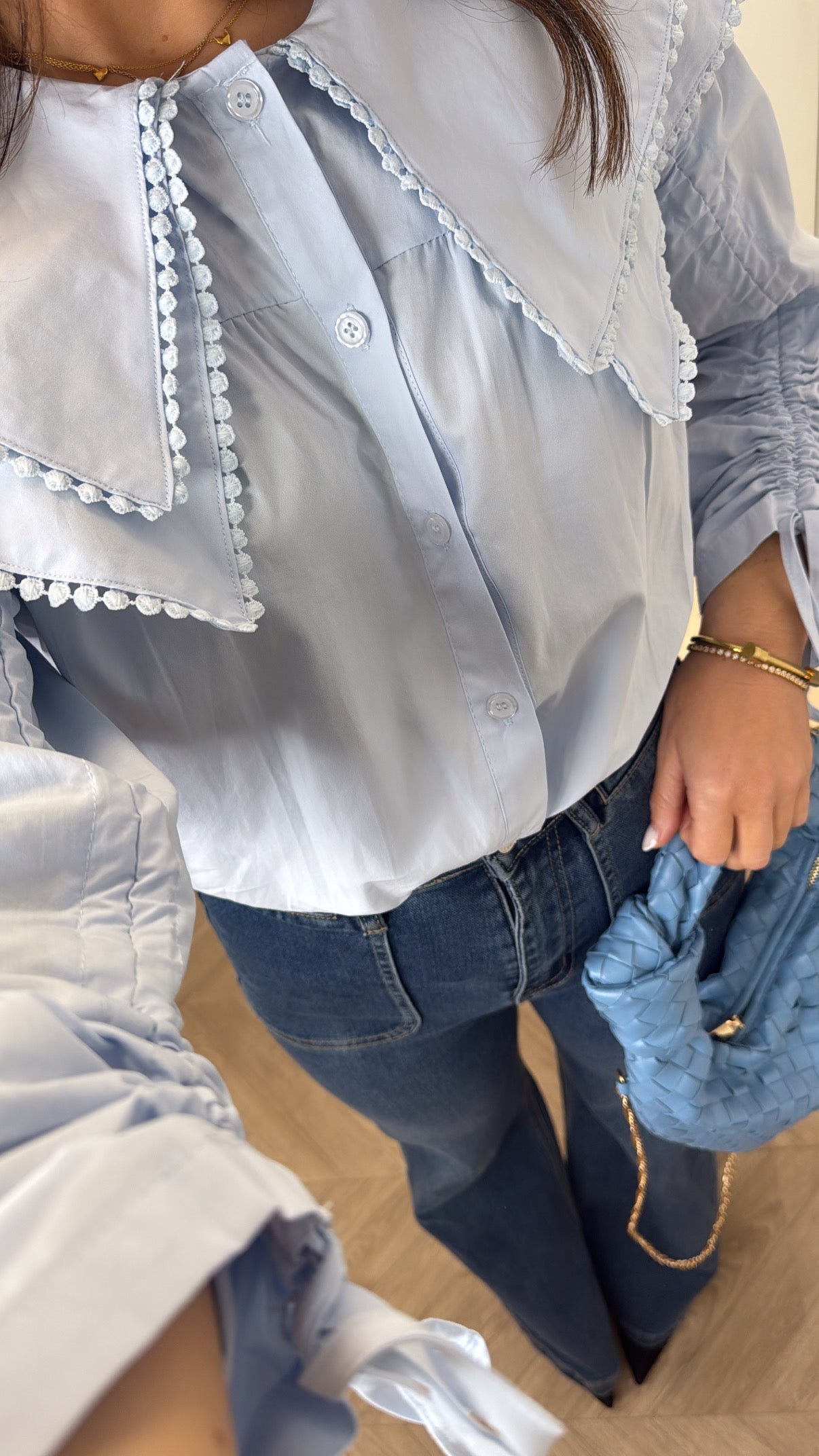 JOANIE baby blue layered collar blouse