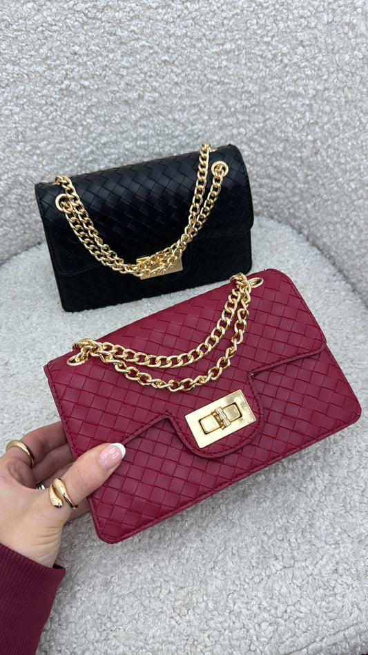 TASHA burgundy woven bag