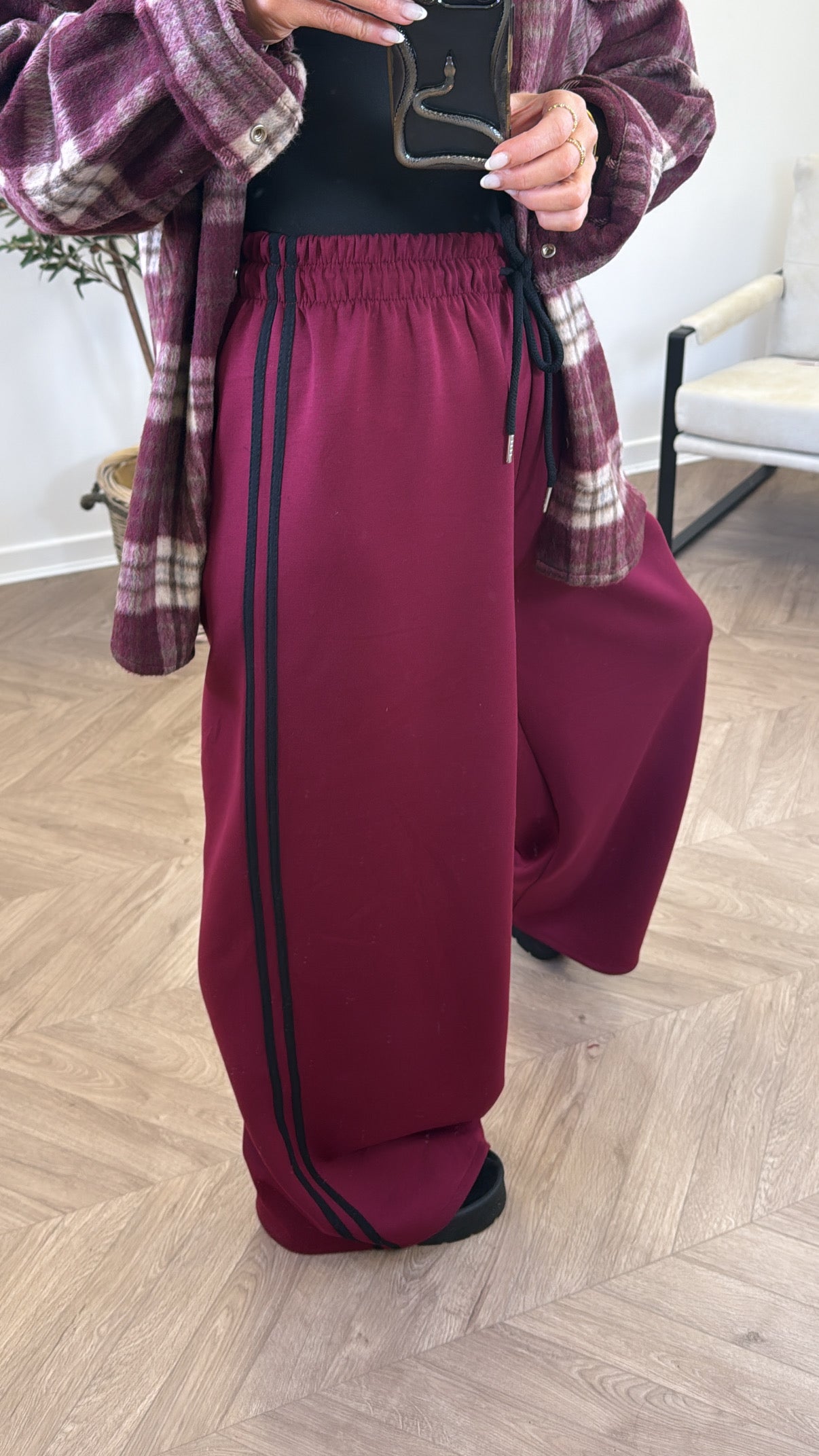 MIMI berry contrast stripe soft joggers