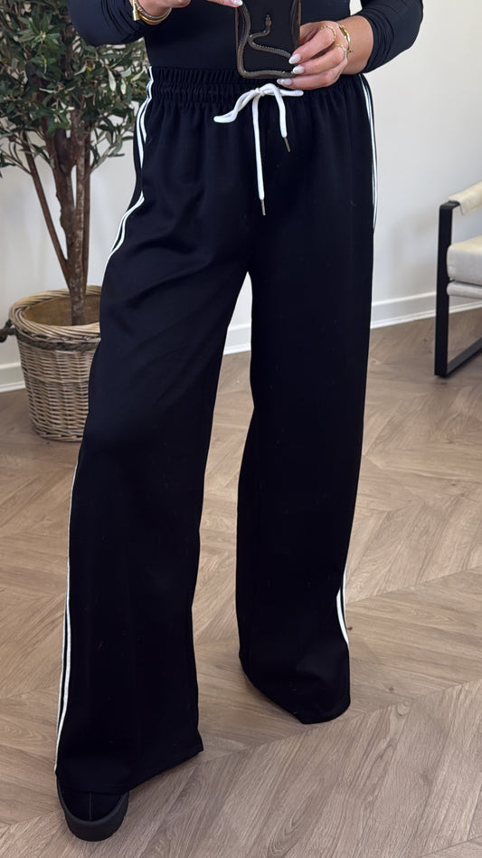 MIMI black contrast stripe soft joggers