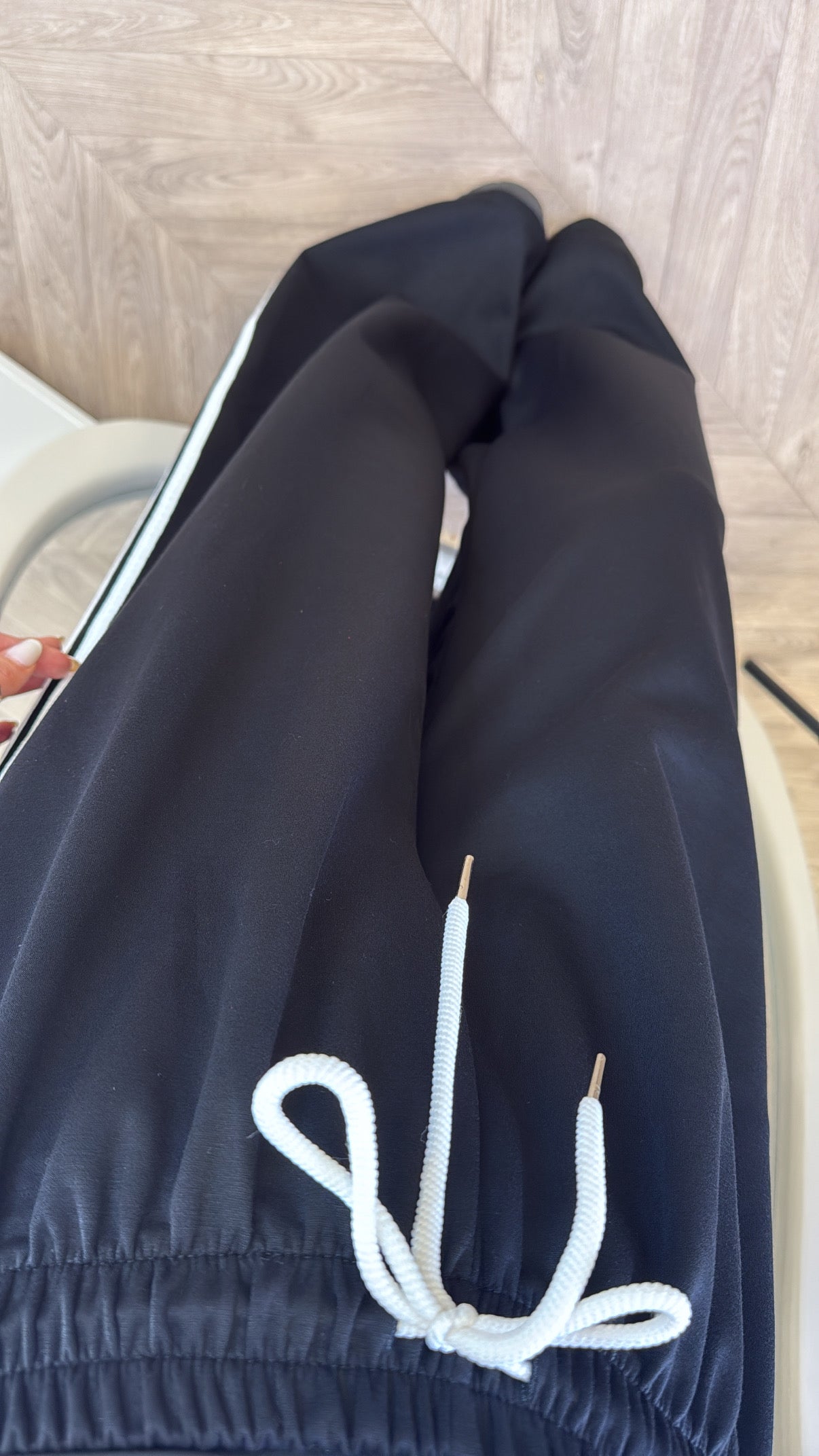 MIMI black contrast stripe soft joggers