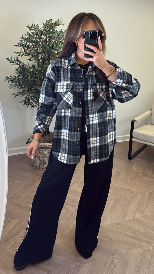BOBBI black soft check shacket