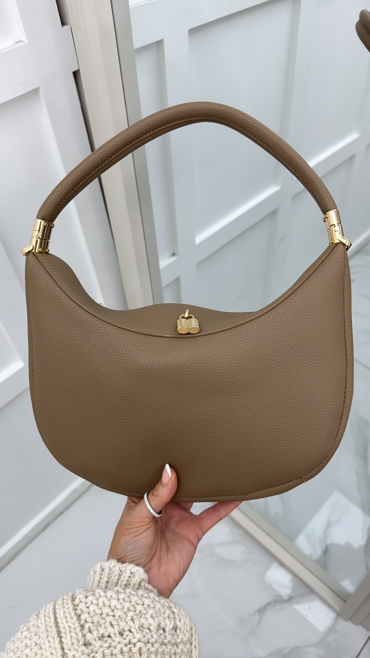 RILEY mocha textured handle bag