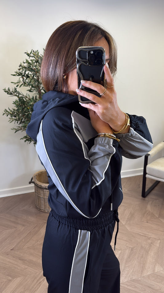 AVA black and grey colourblock tracksuit