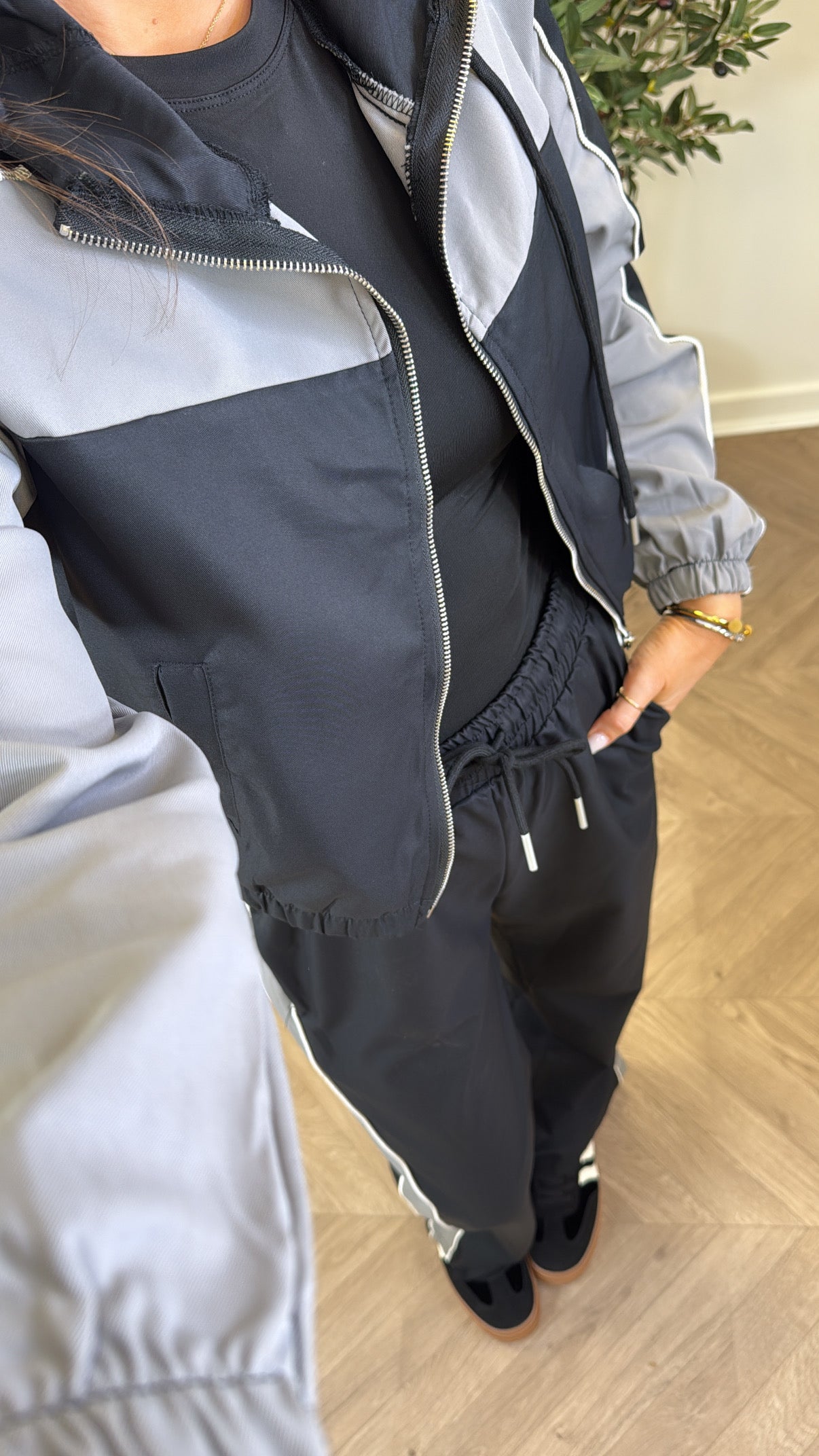 AVA black and grey colourblock tracksuit