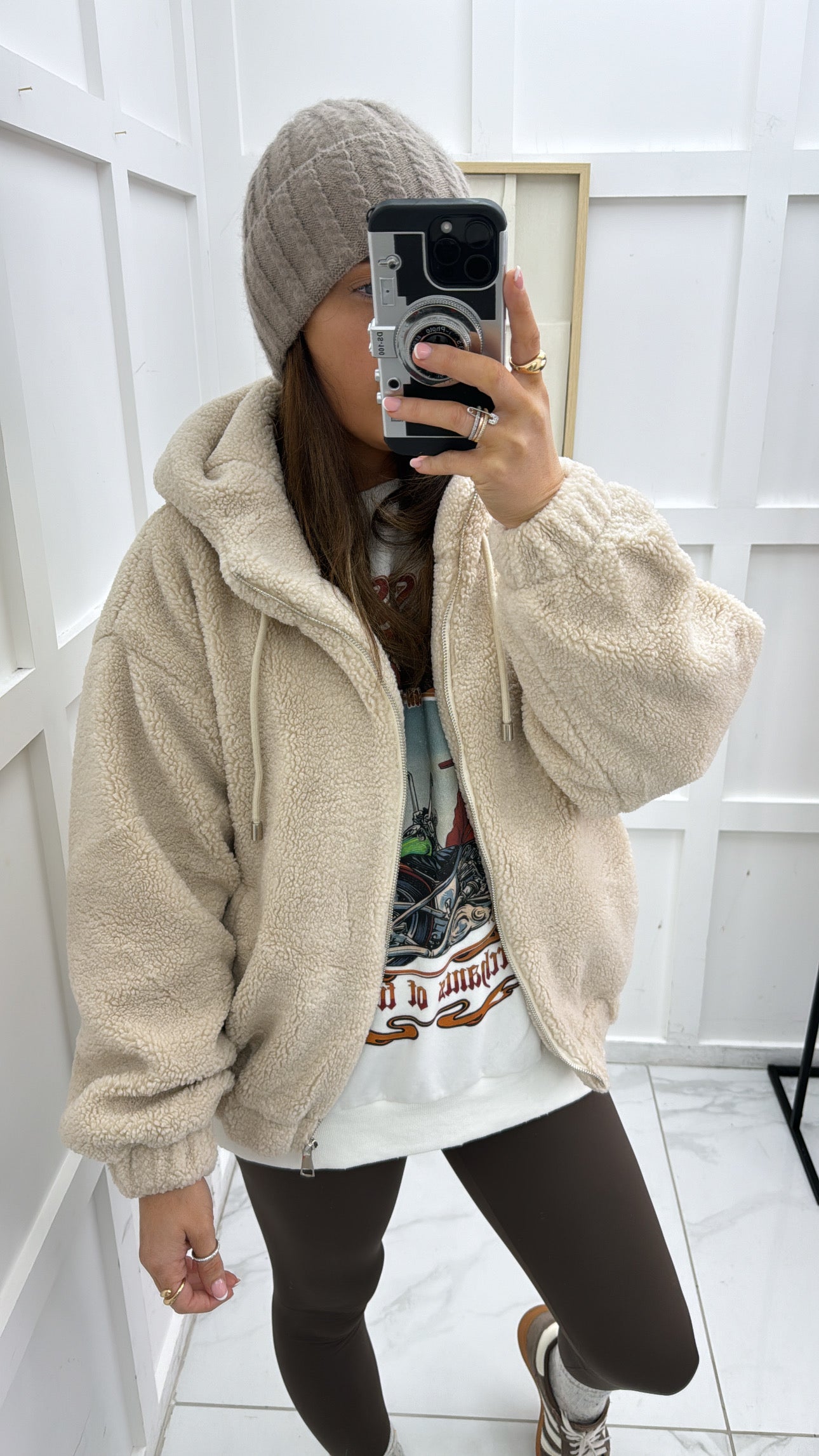 BETHANY beige soft teddy jacket