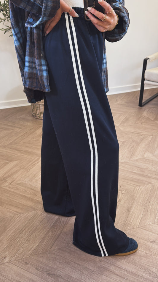 MIMI navy contrast stripe soft joggers