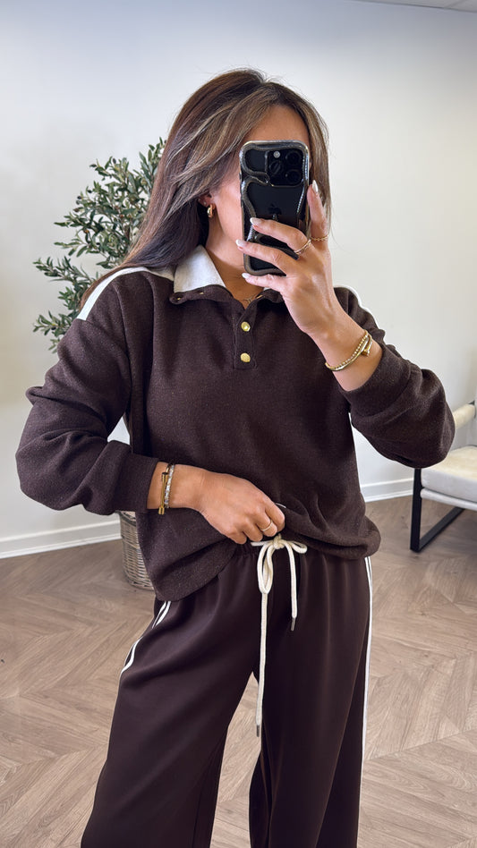AVRIL brown contrast soft knit jumper