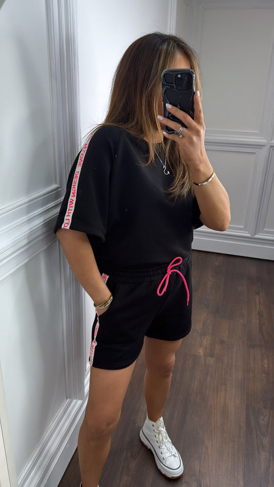 WITH LOVE black top and shorts co-ord