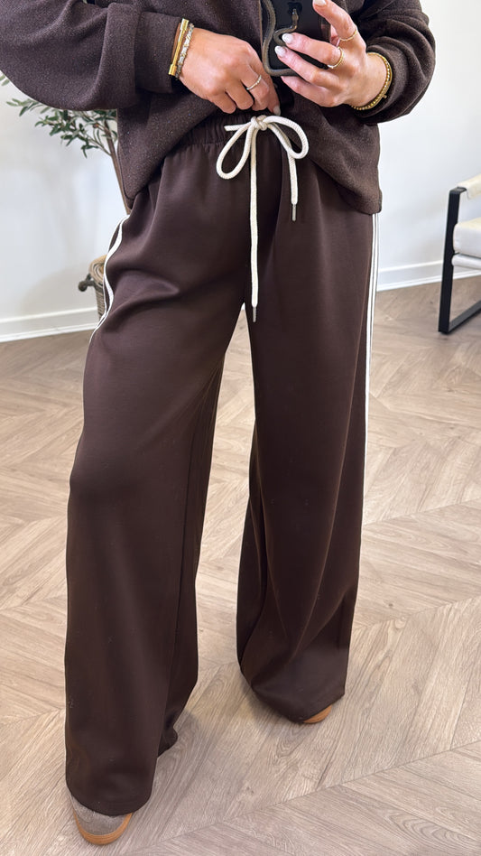 MIMI brown contrast stripe soft joggers