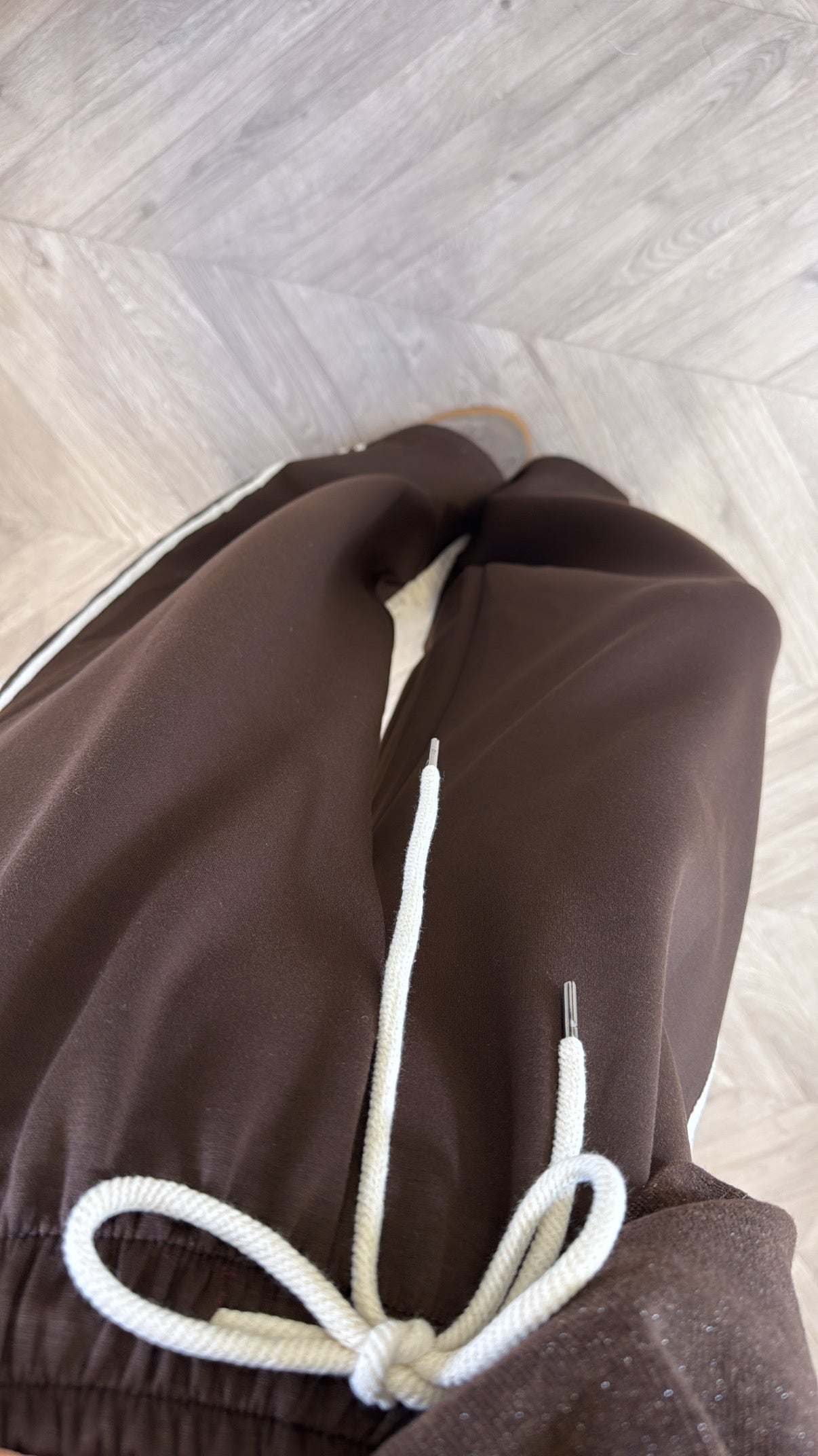 MIMI brown contrast stripe soft joggers