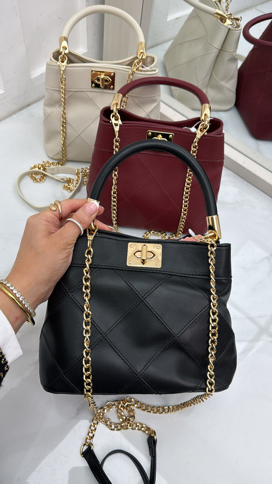 CLODAGH black soft faux leather chain bag