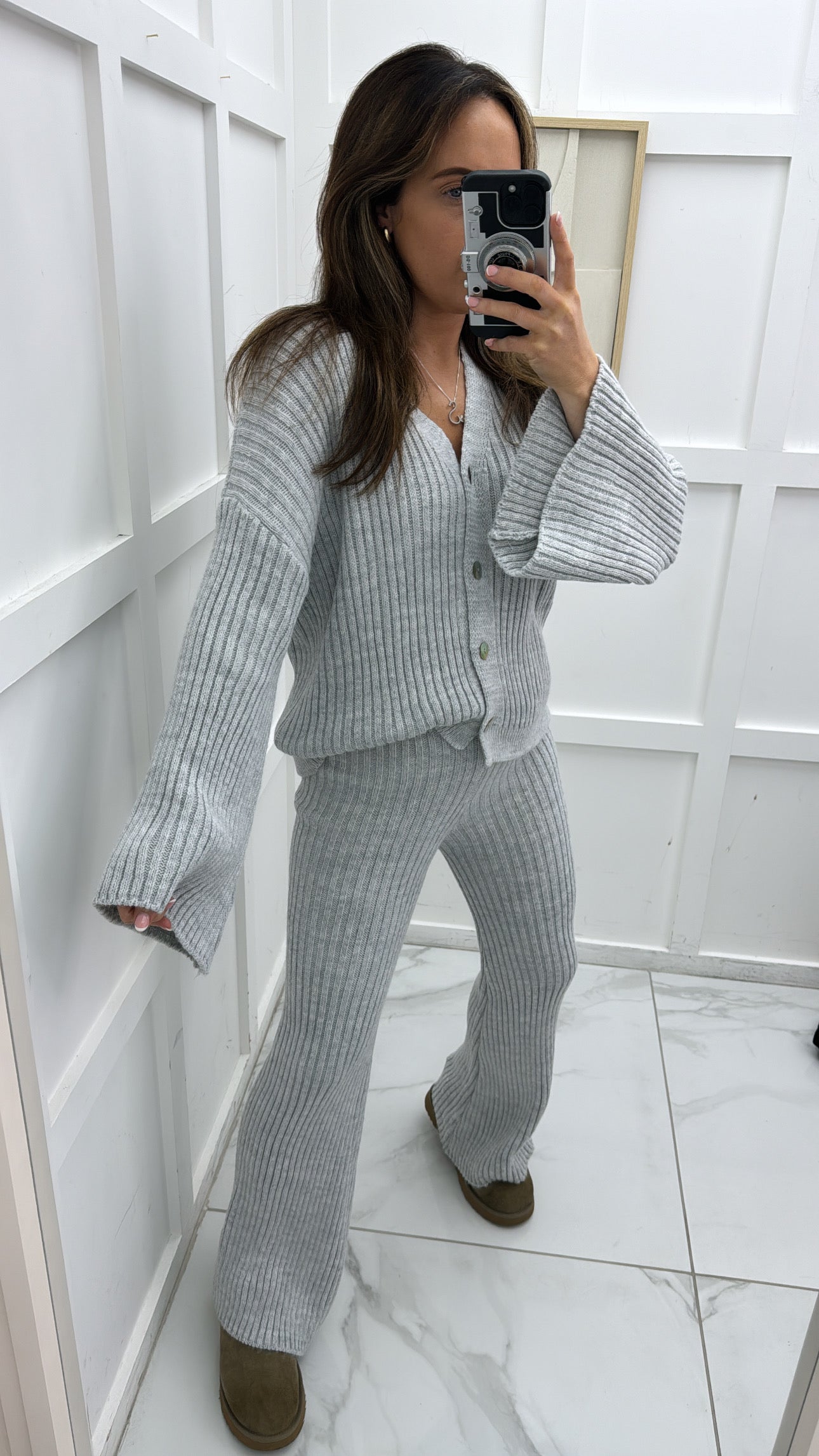 KATE grey knitted cardigan lounge suit