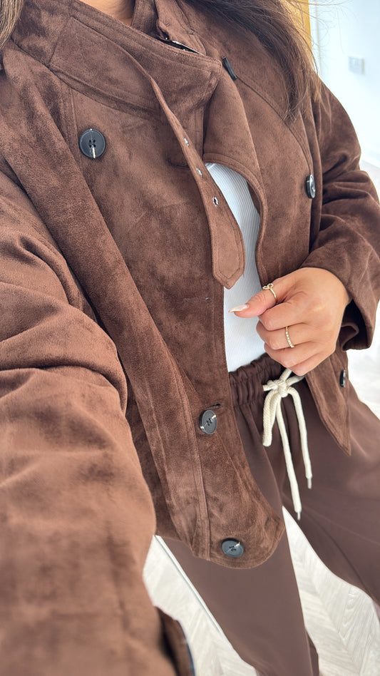 NELLY brown faux suede jacket