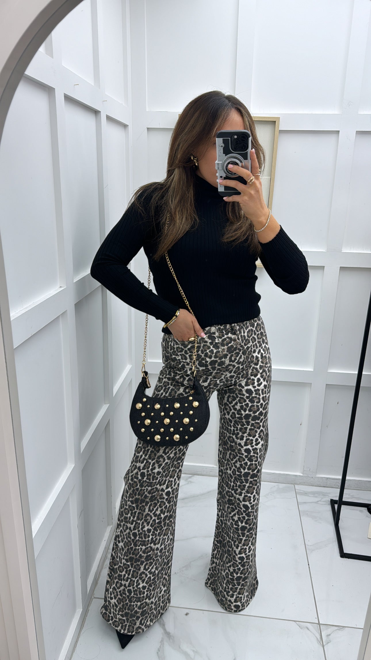 RIVER leopard print wide leg jeans