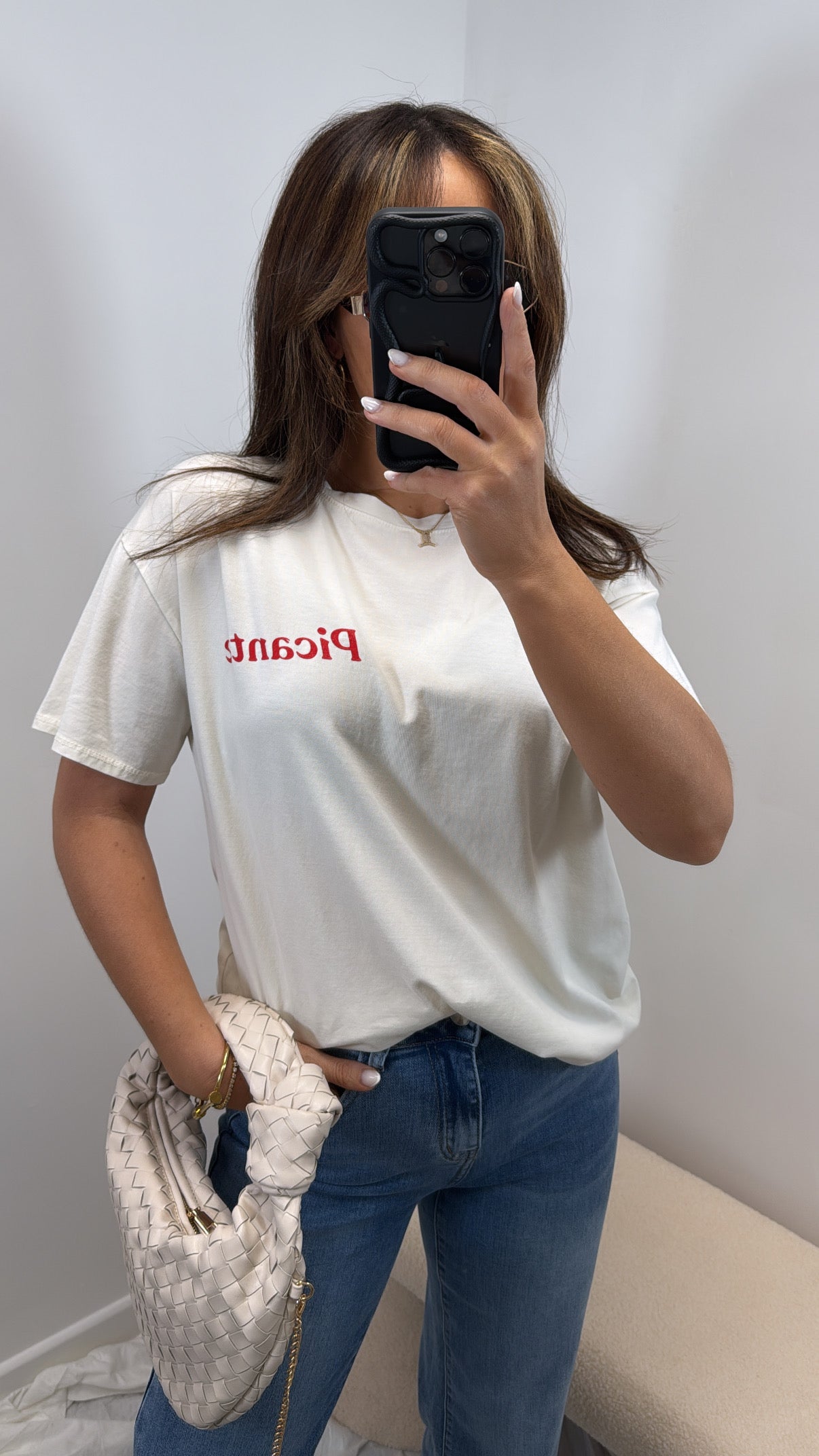 PICANTE cream super soft logo t-shirt