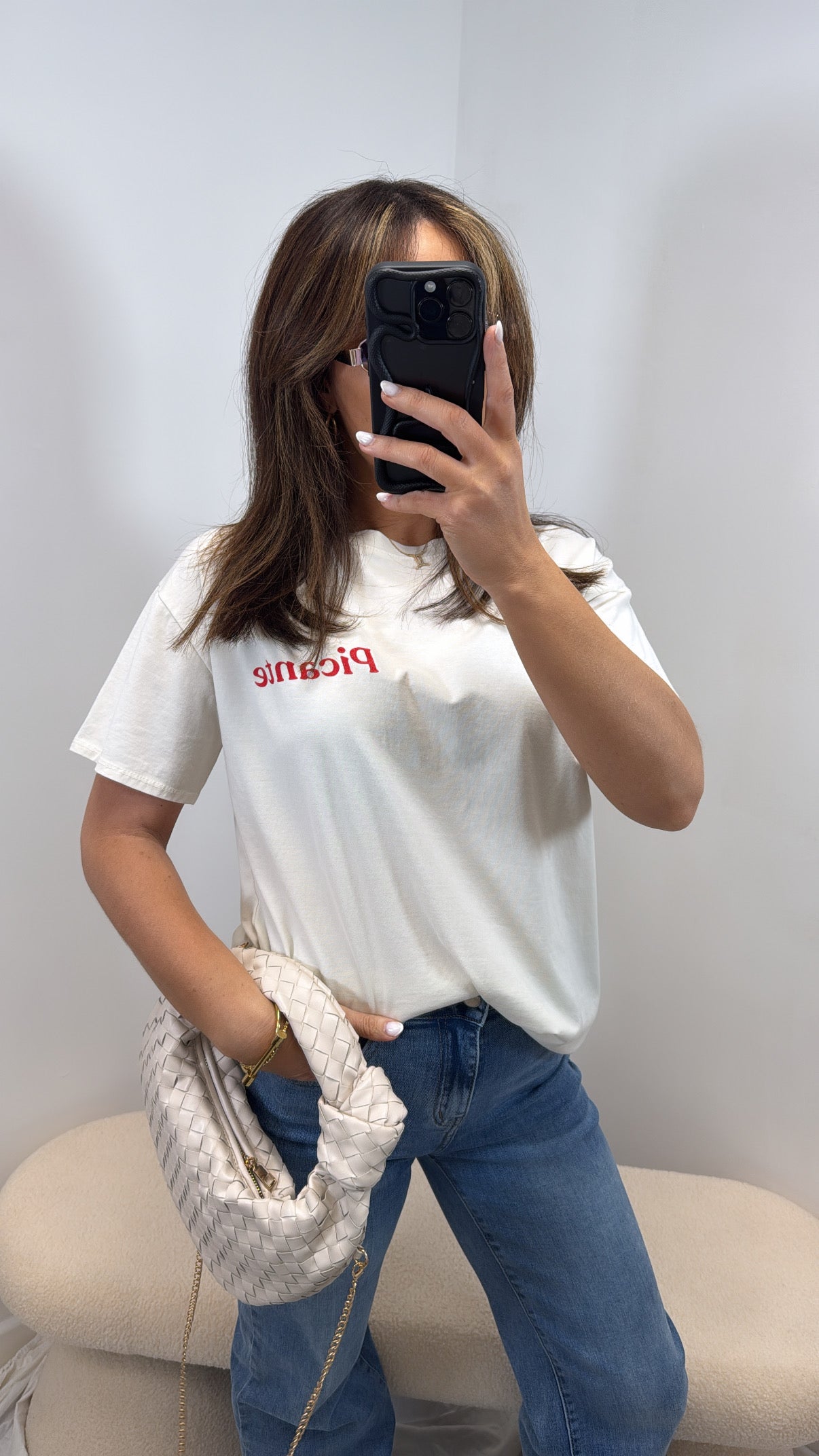 PICANTE cream super soft logo t-shirt