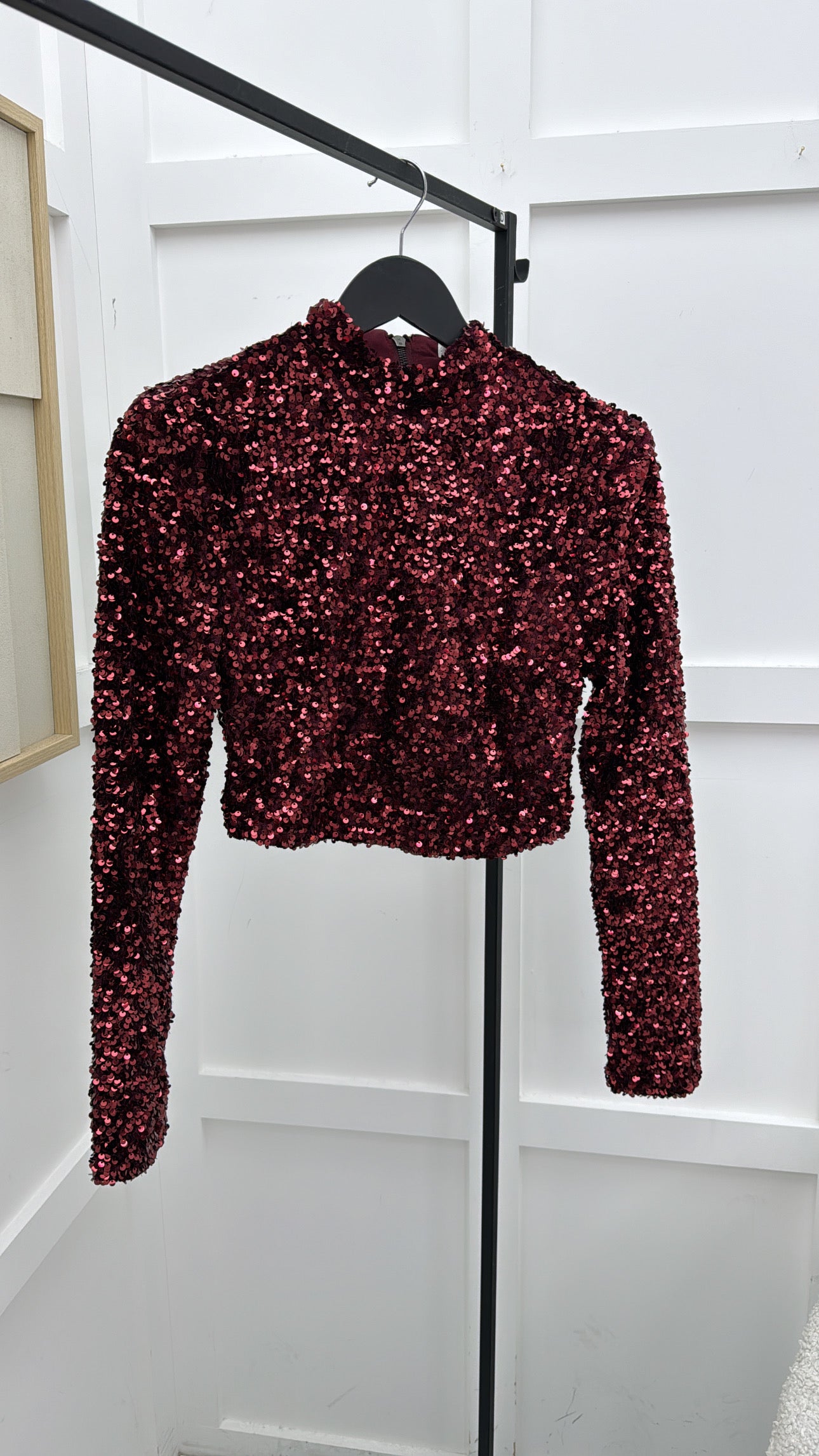 HALLIE red sequin long sleeve top