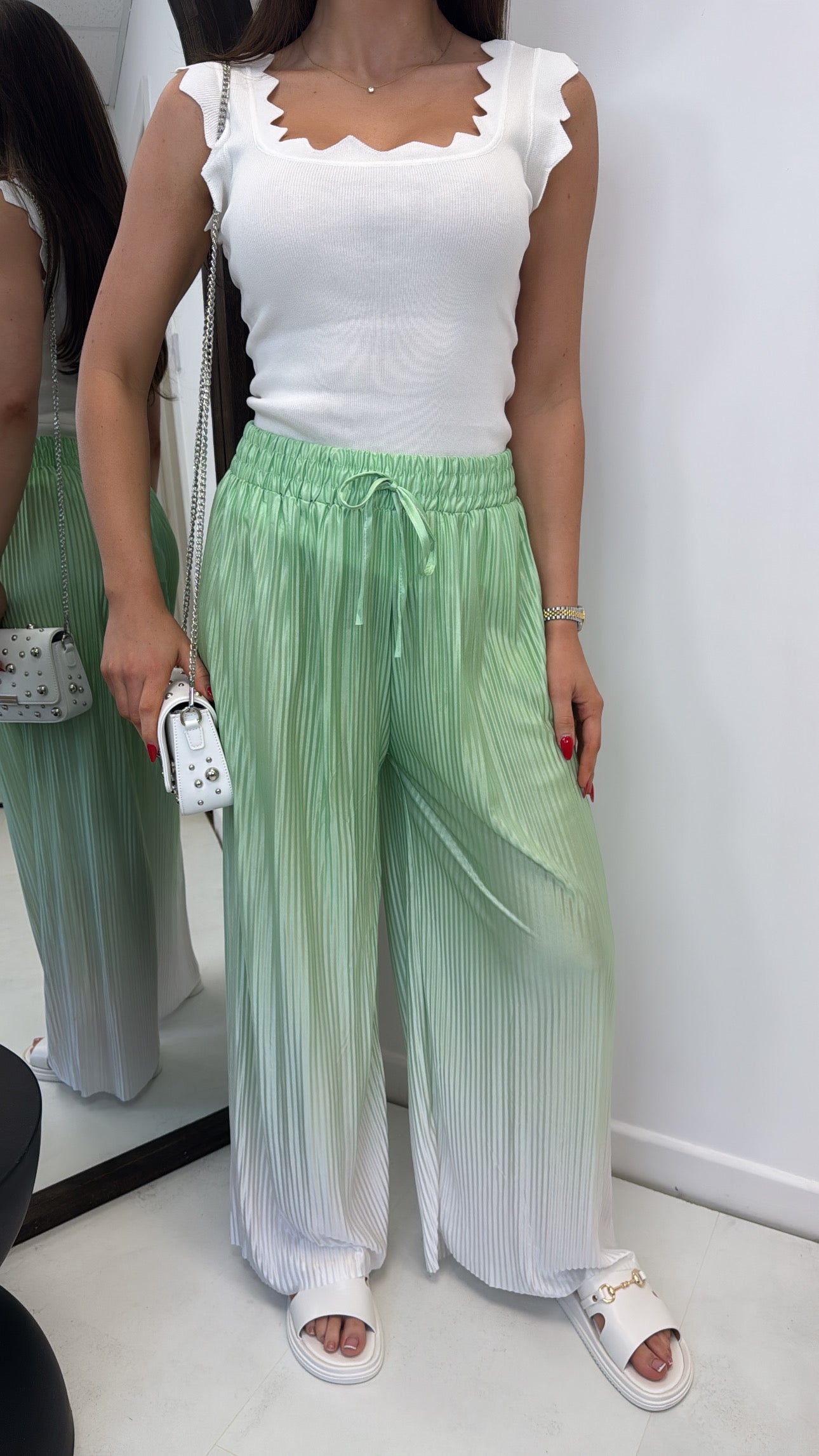 PETRA green ombre pleated trousers