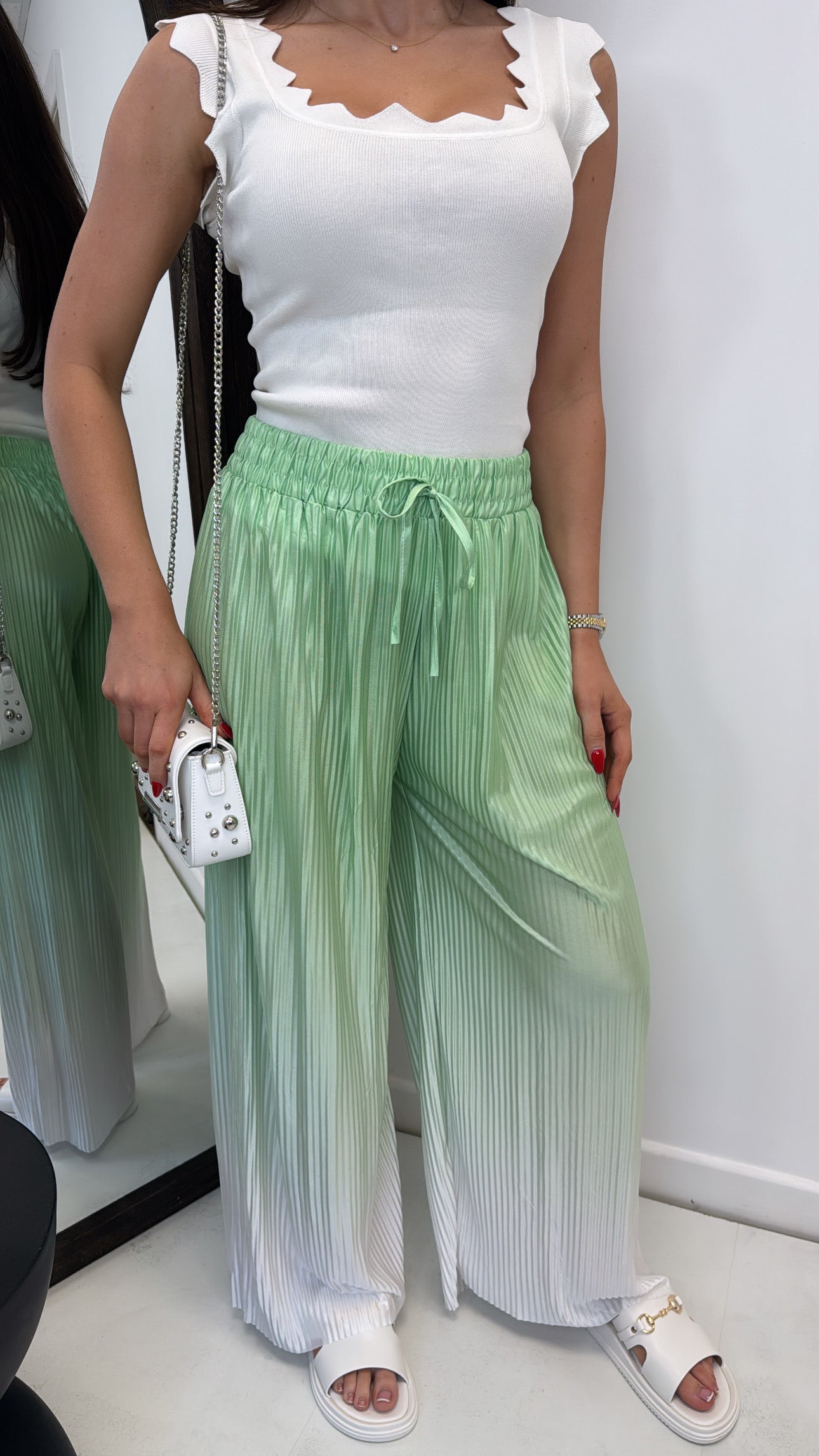 PETRA green ombre pleated trousers