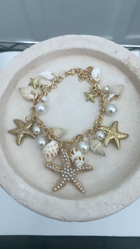 STARFISH and conch shell gold bracelet