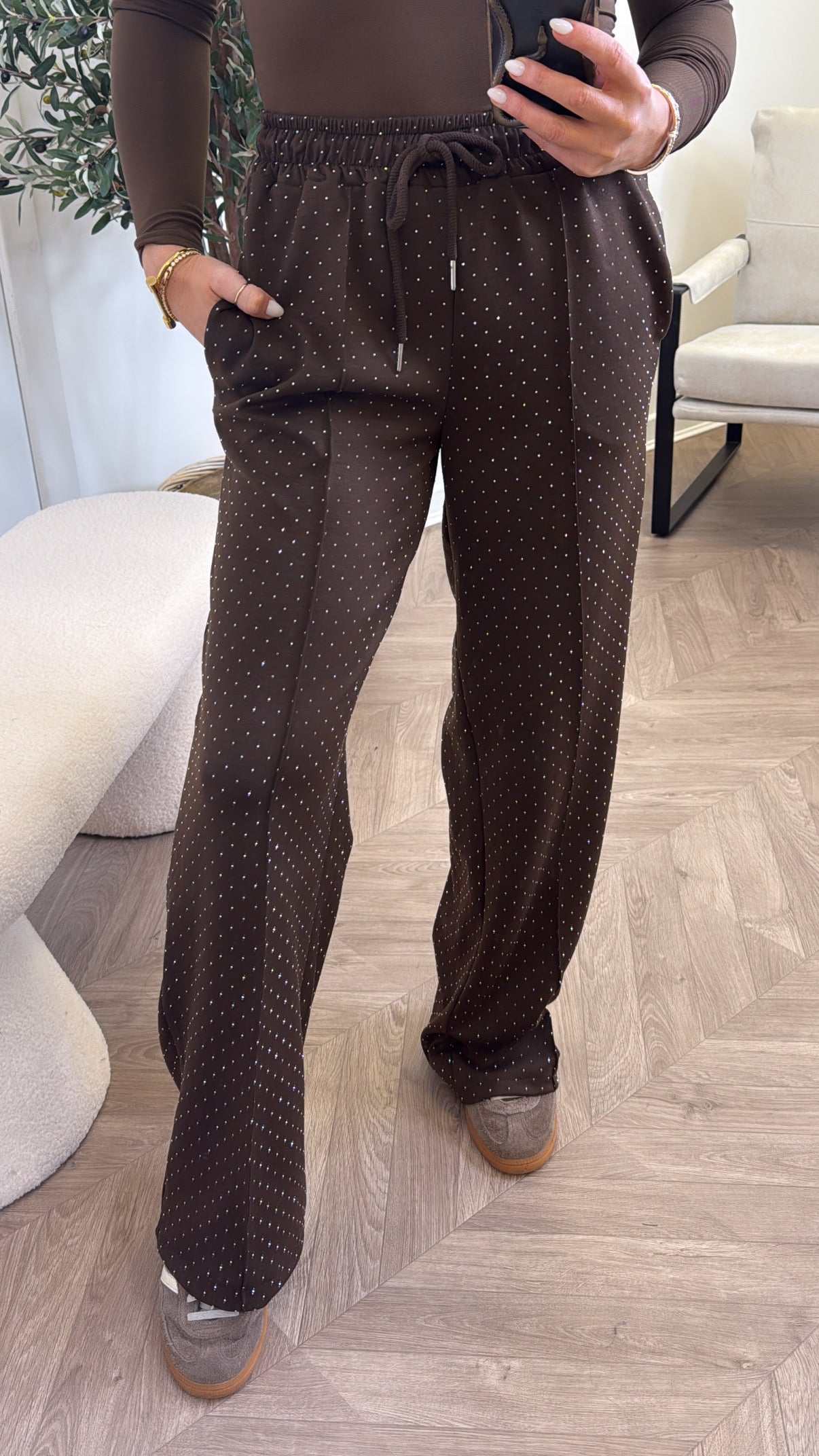 LIVVY brown stud super soft joggers