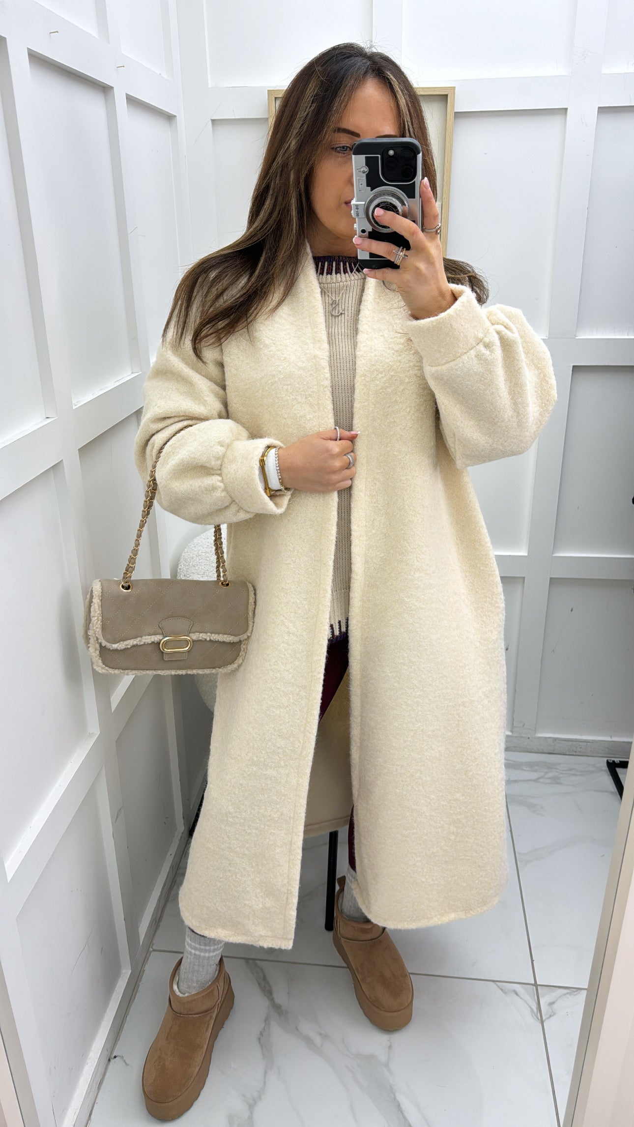 ELISE cream super soft long duster jacket