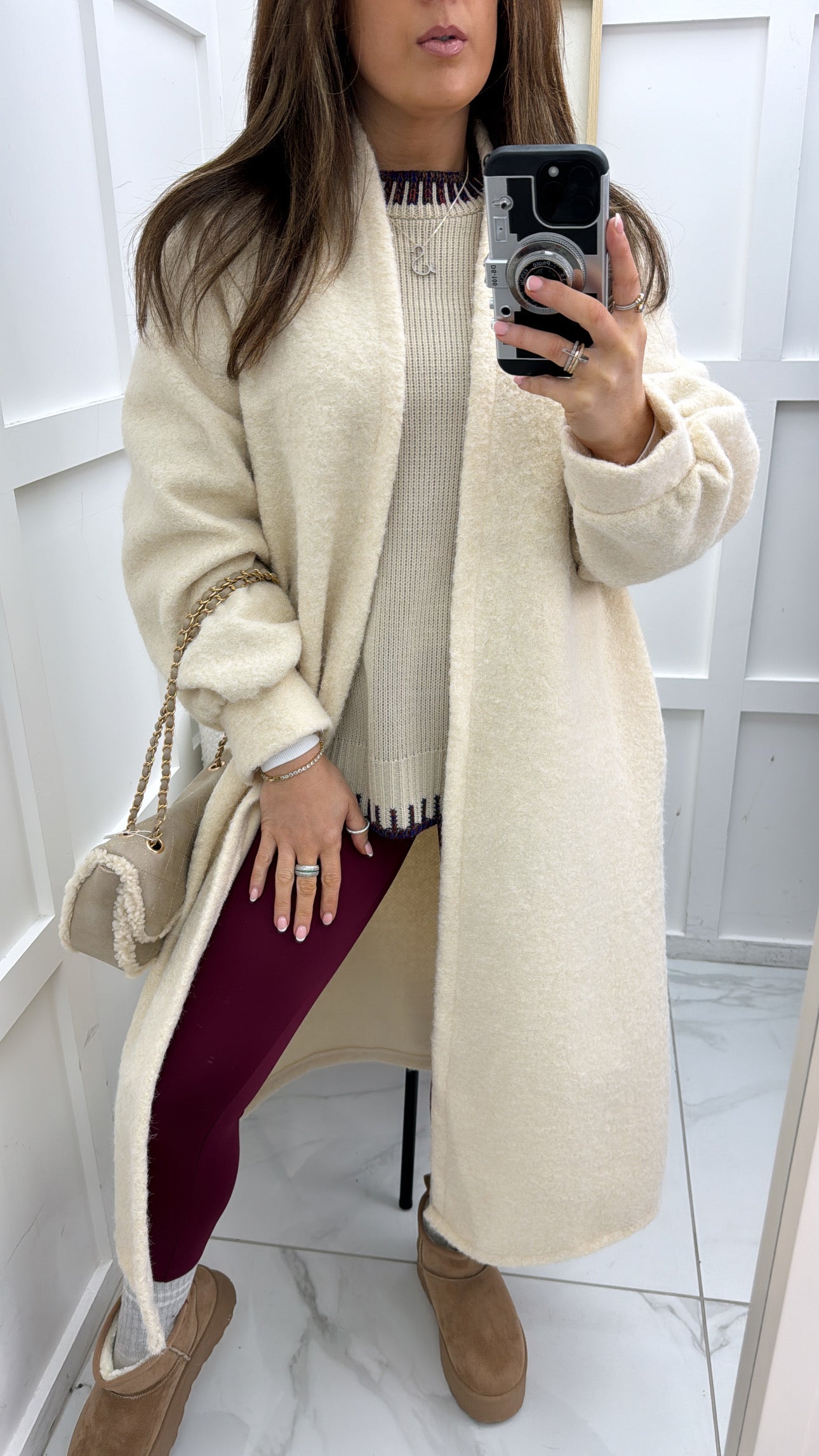 ELISE cream super soft long duster jacket