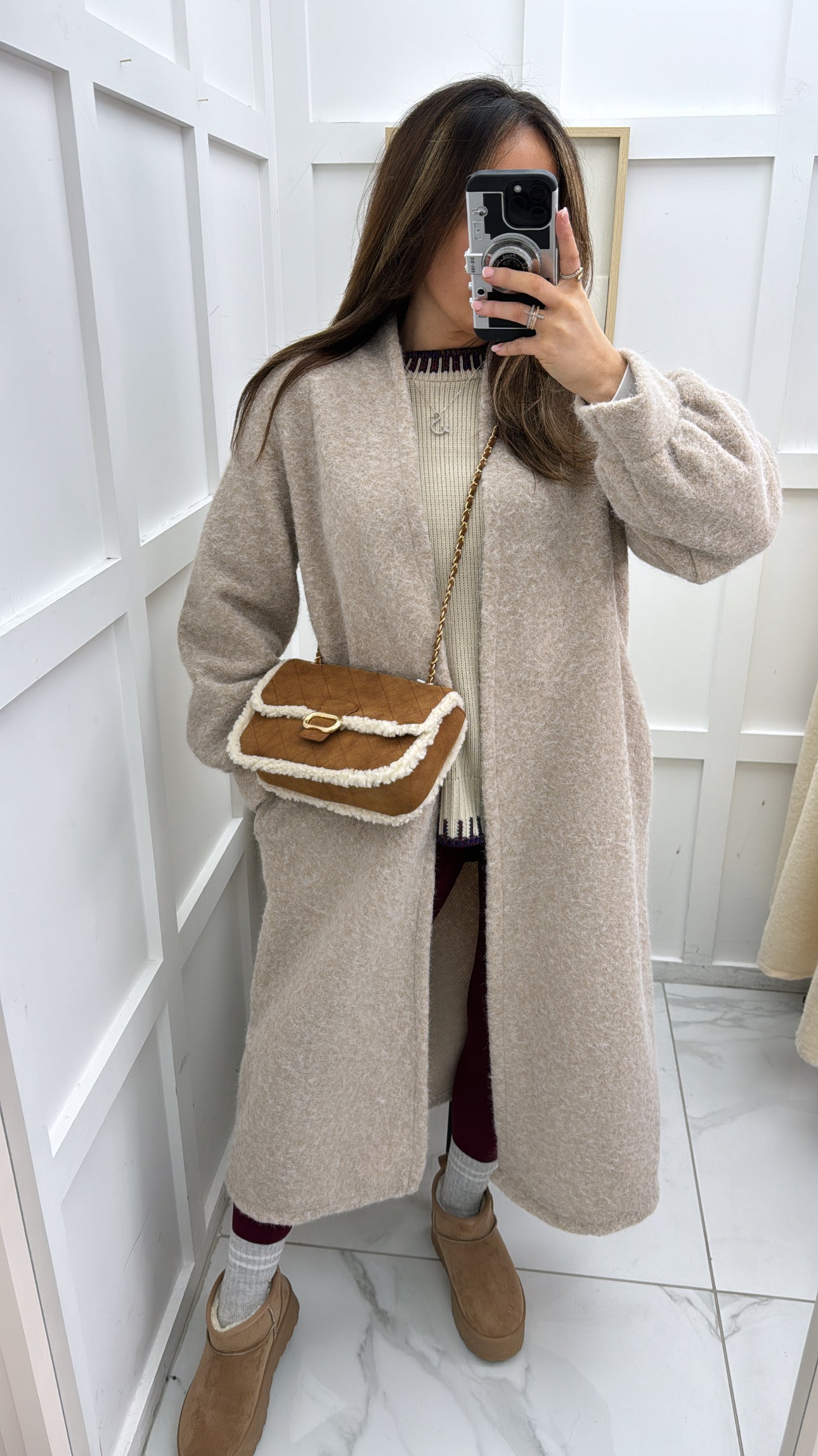 ELISE beige super soft long duster jacket