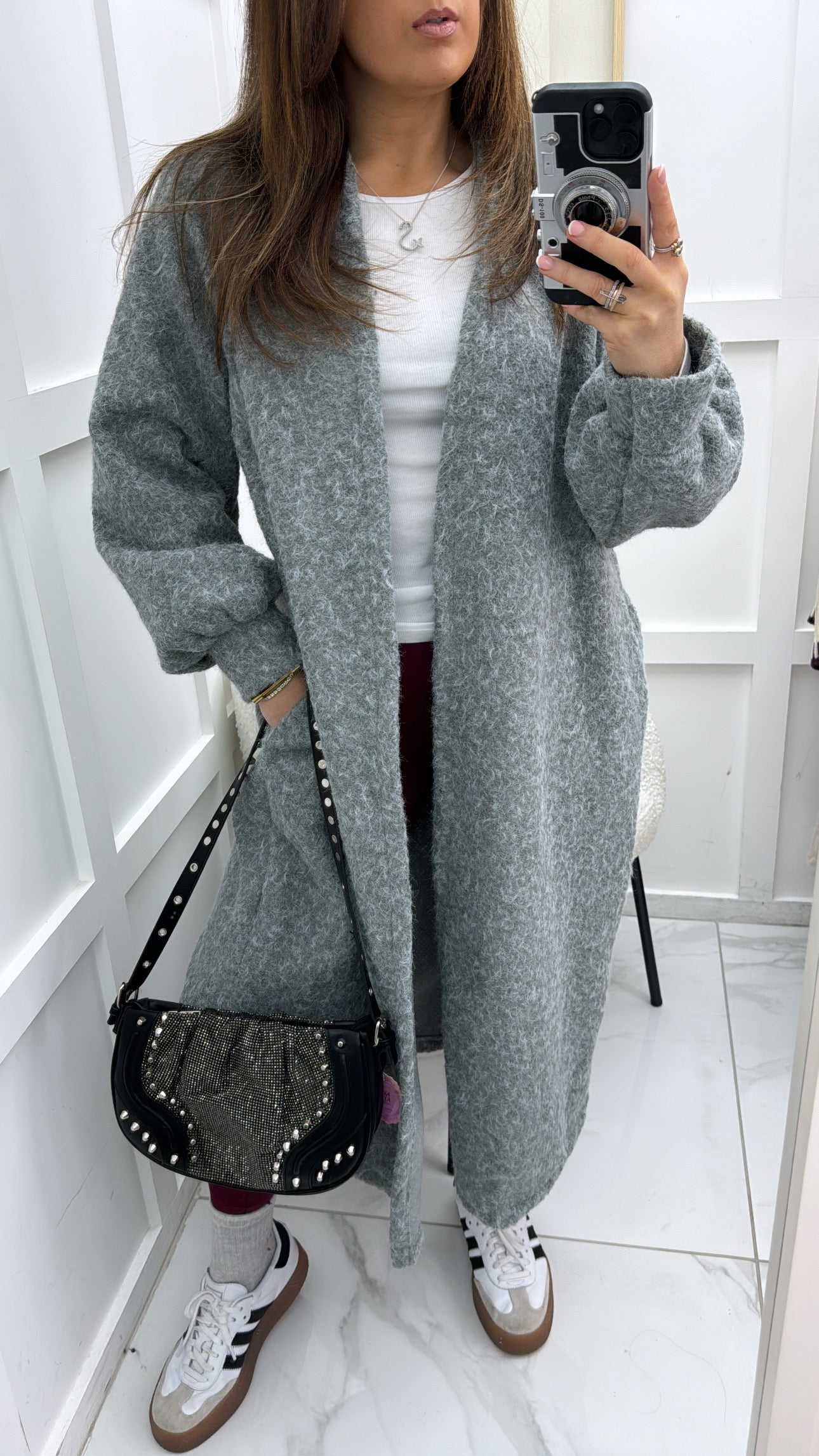 ELISE grey super soft long duster jacket