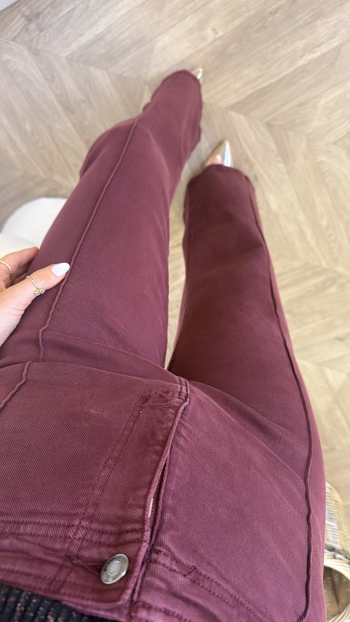 JAYDEN burgundy wide leg denim jeans