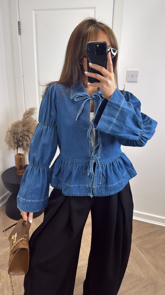 BAILEY blue tie detail denim jacket