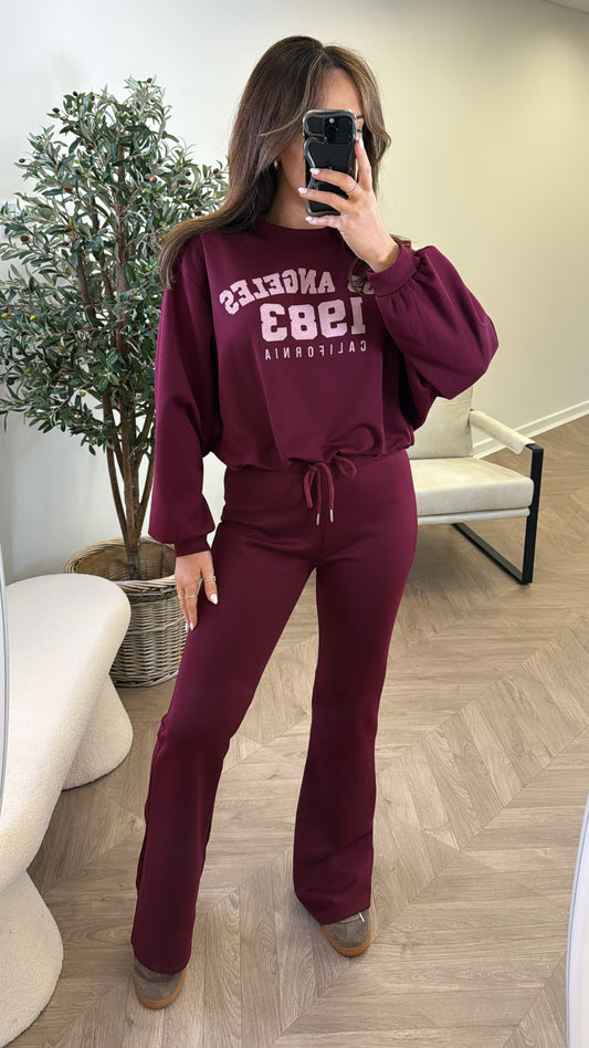 1983 CALIFORNIA burgundy flare lounge set
