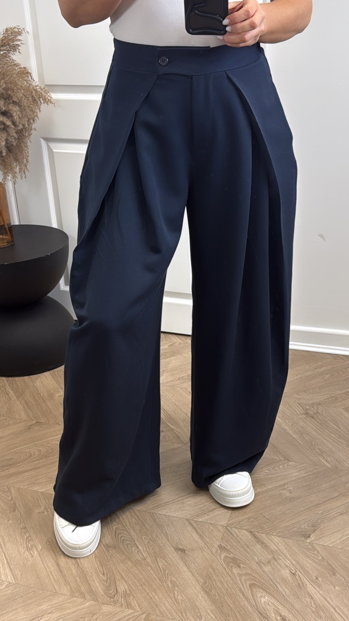 TANYA navy flowing trousers with stretchy waistband