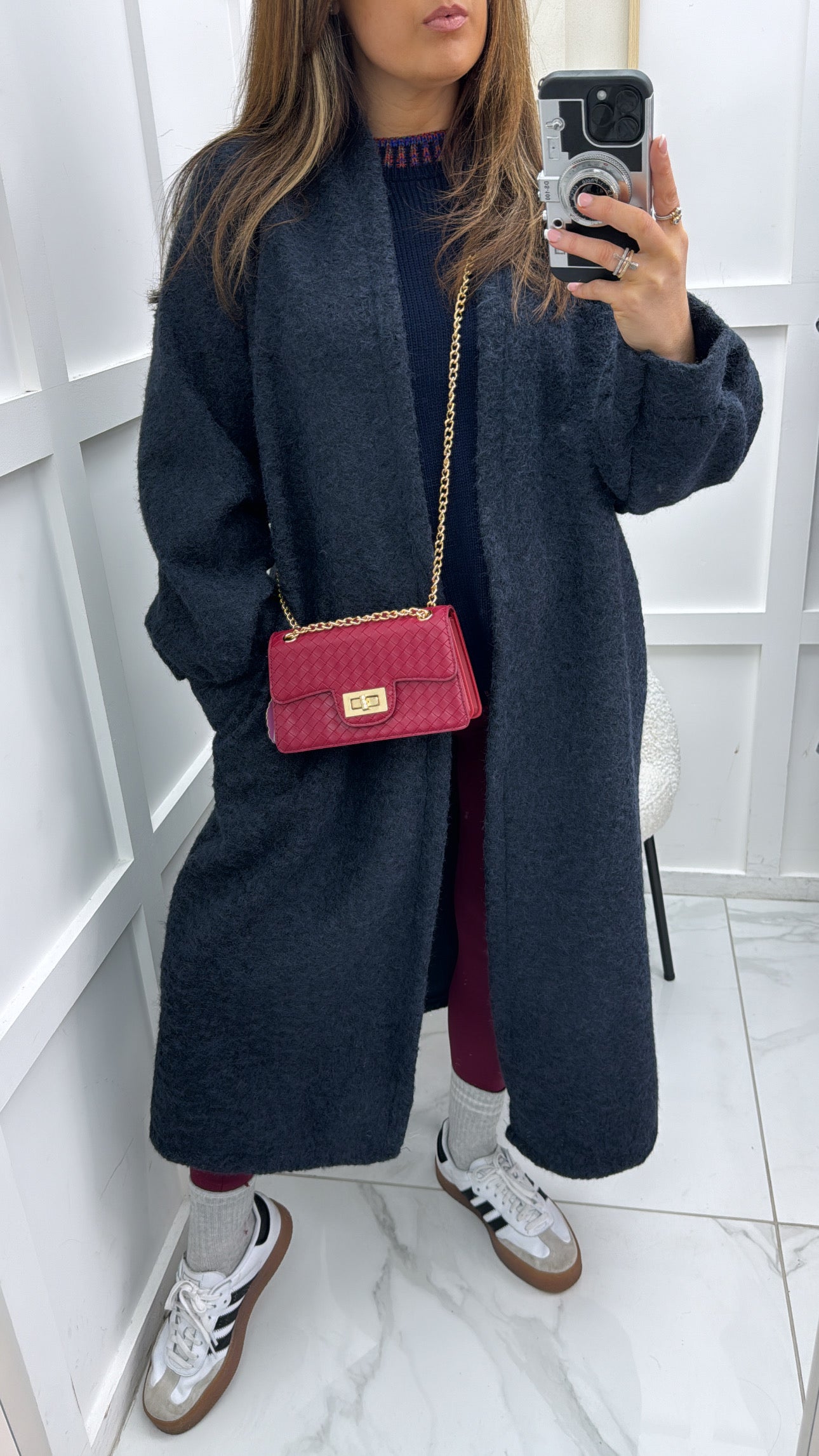 ELISE navy super soft long duster jacket